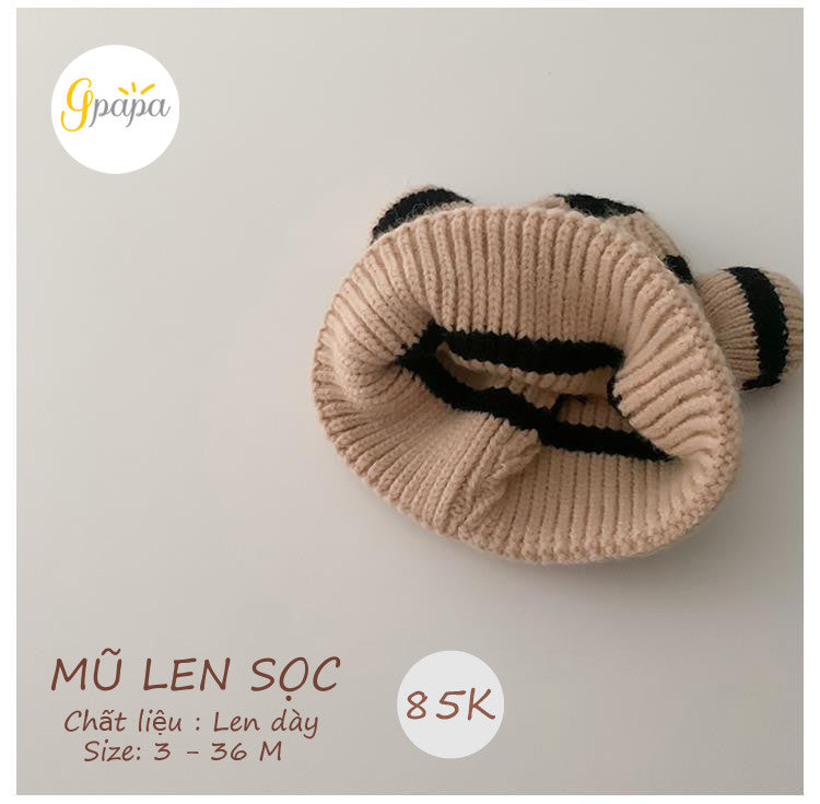 Mũ Len Sọc Phong Cách Hàn Gpapa Chất Liệu Len Dày