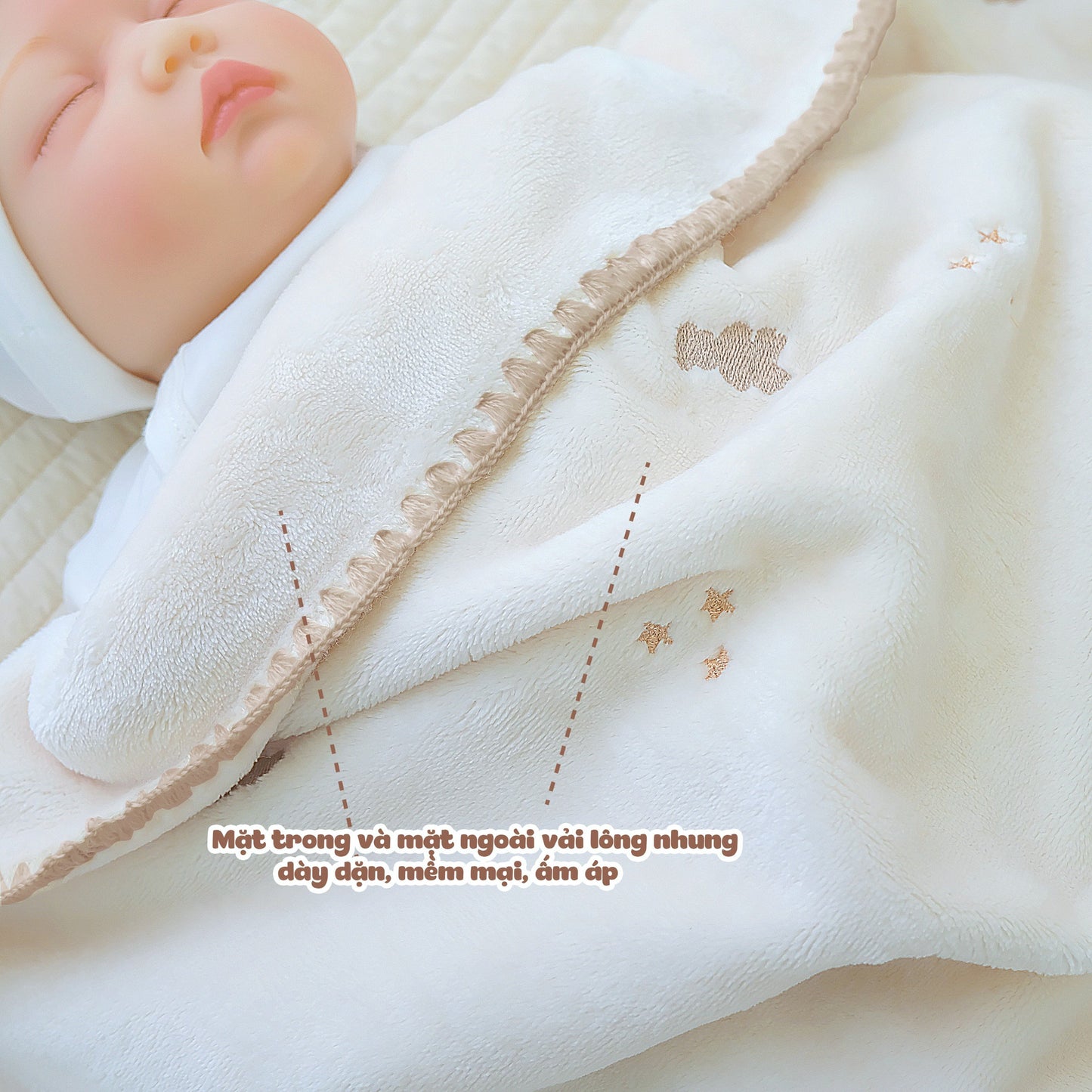 Chăn Lông Nhung Thêu Hàn Quốc Họa Tiết Siêu Xinh Siêu Mềm Mịn Cho Bé Gpapa