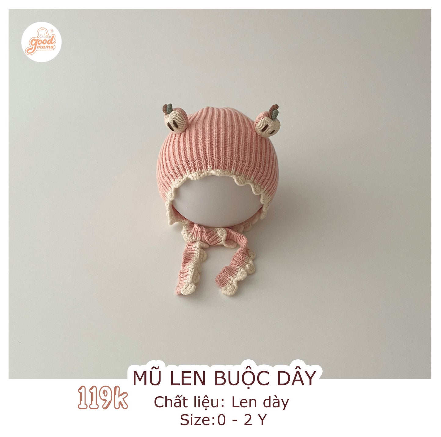 Mũ Len Buộc Dây Chất Liệu Len Dày Dành Cho Bé Gái 0-2Y