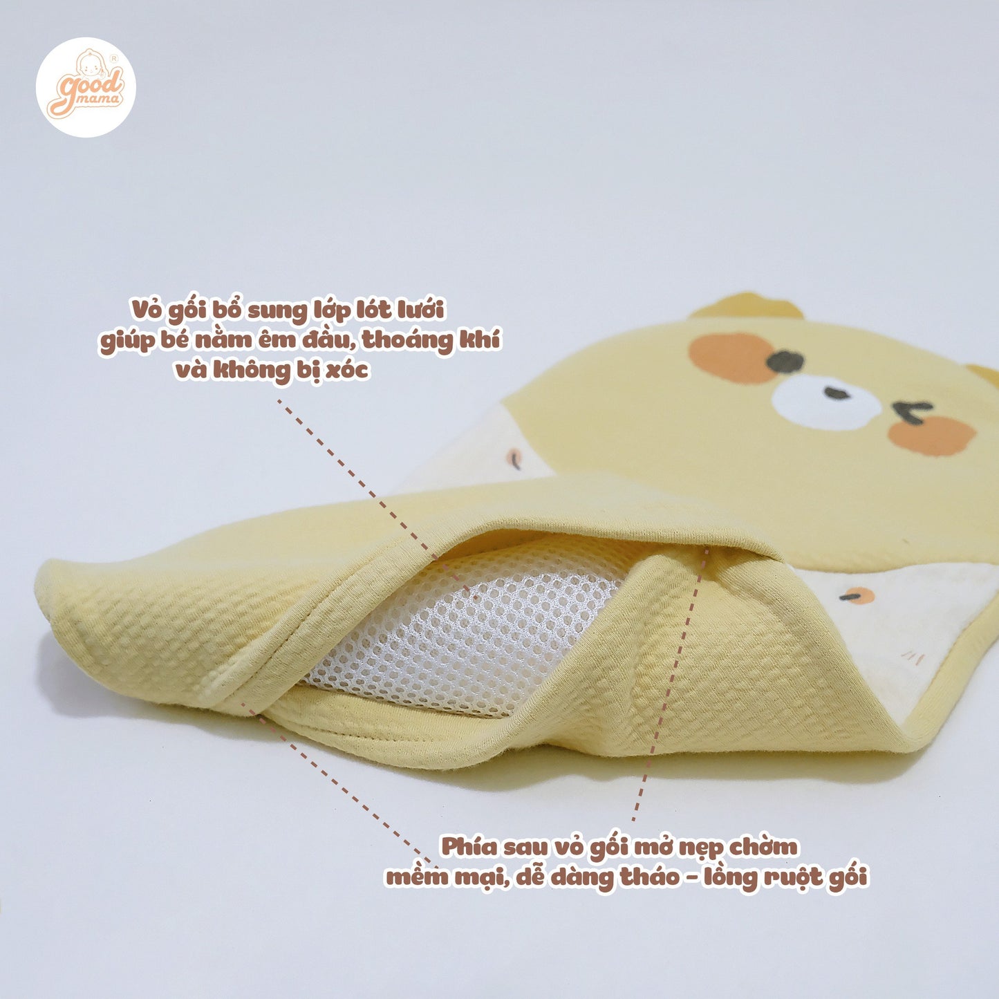 Gối Định Hình Đầu Cho Bé Sơ Sinh Goodmama Chất Liệu Double Layer Cotton