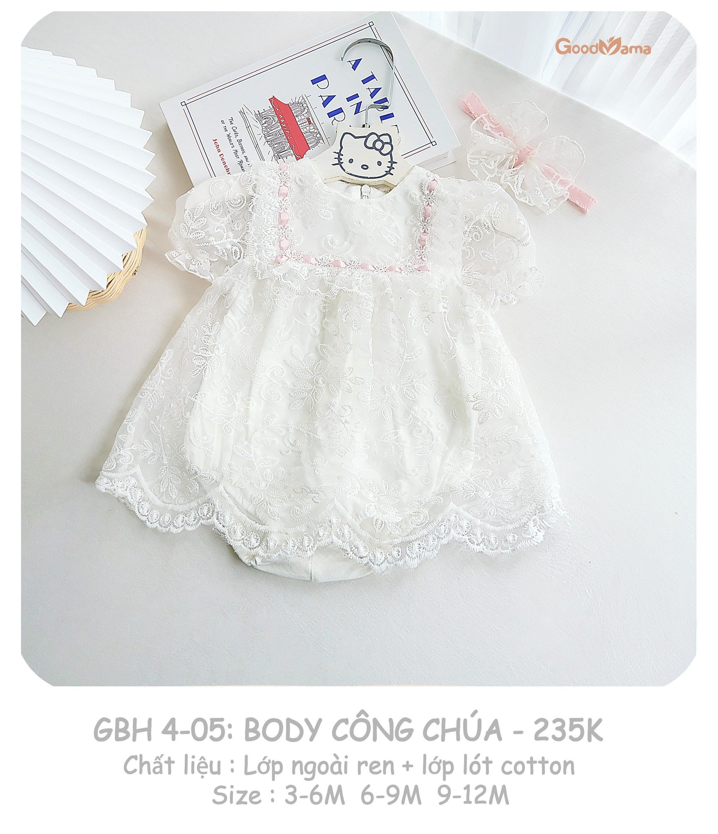 GBH4-05 Body Công Chúa Goodmama Chất Liệu Lớp Ngoài Ren+ Lớp Lót Cotton