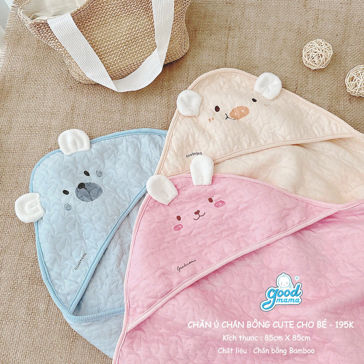 Chăn Ủ Chần Bông Cute Cho Bé Goodmama