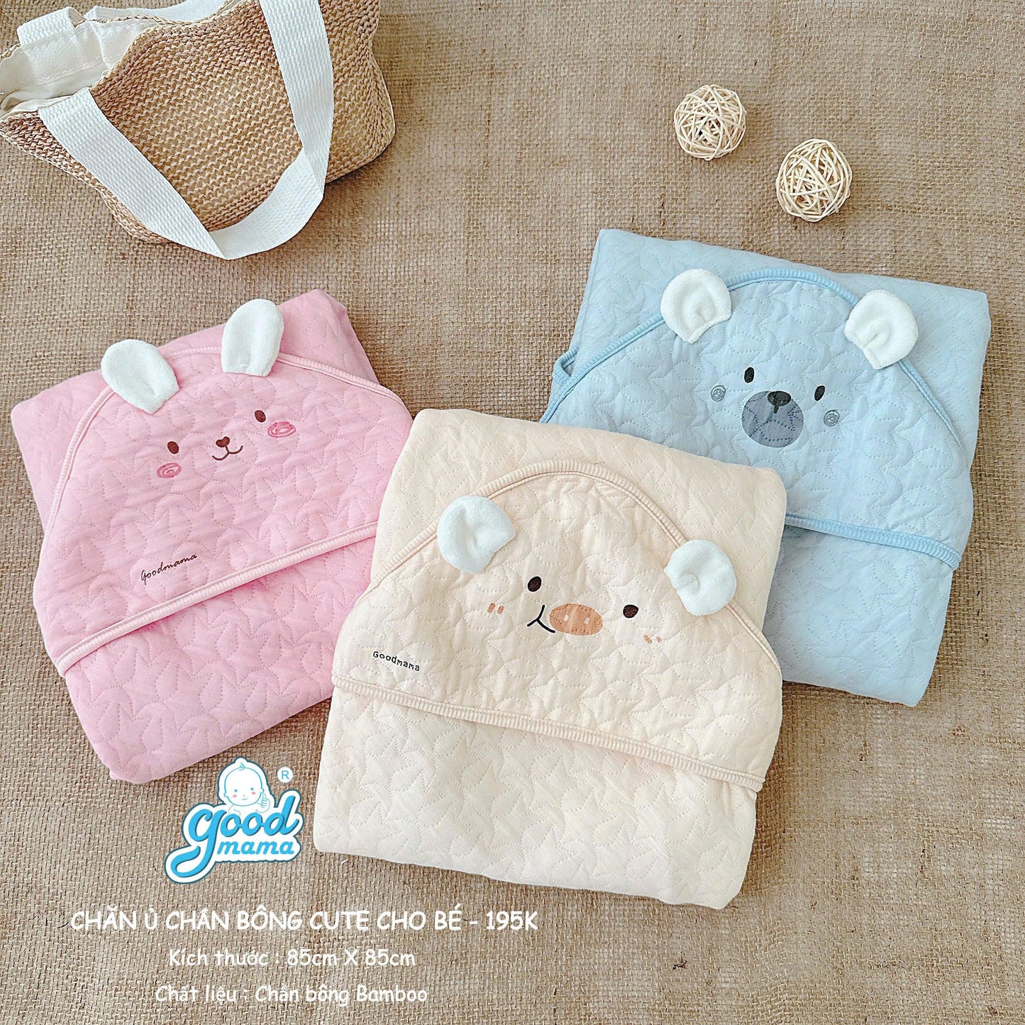 Chăn Ủ Chần Bông Cute Cho Bé Goodmama