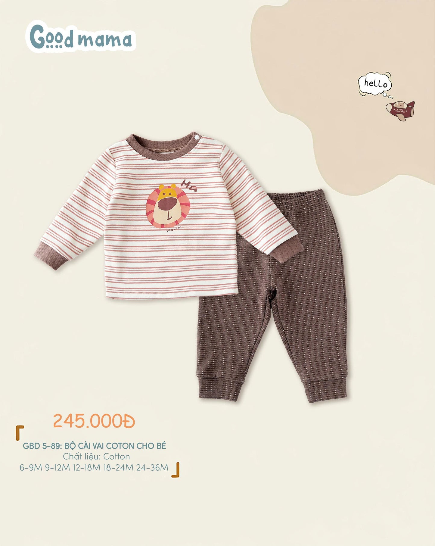 GBD5-89: BỘ CÀI VAI COTTON CHO BÉ