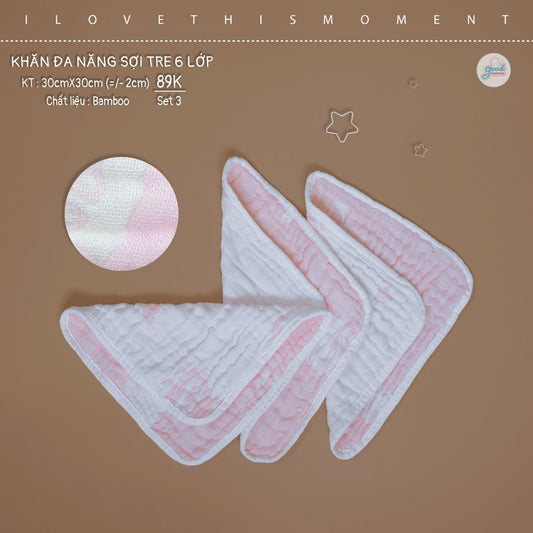 Khăn Đa Năng Sợi Tre 6 Lớp - Set 3