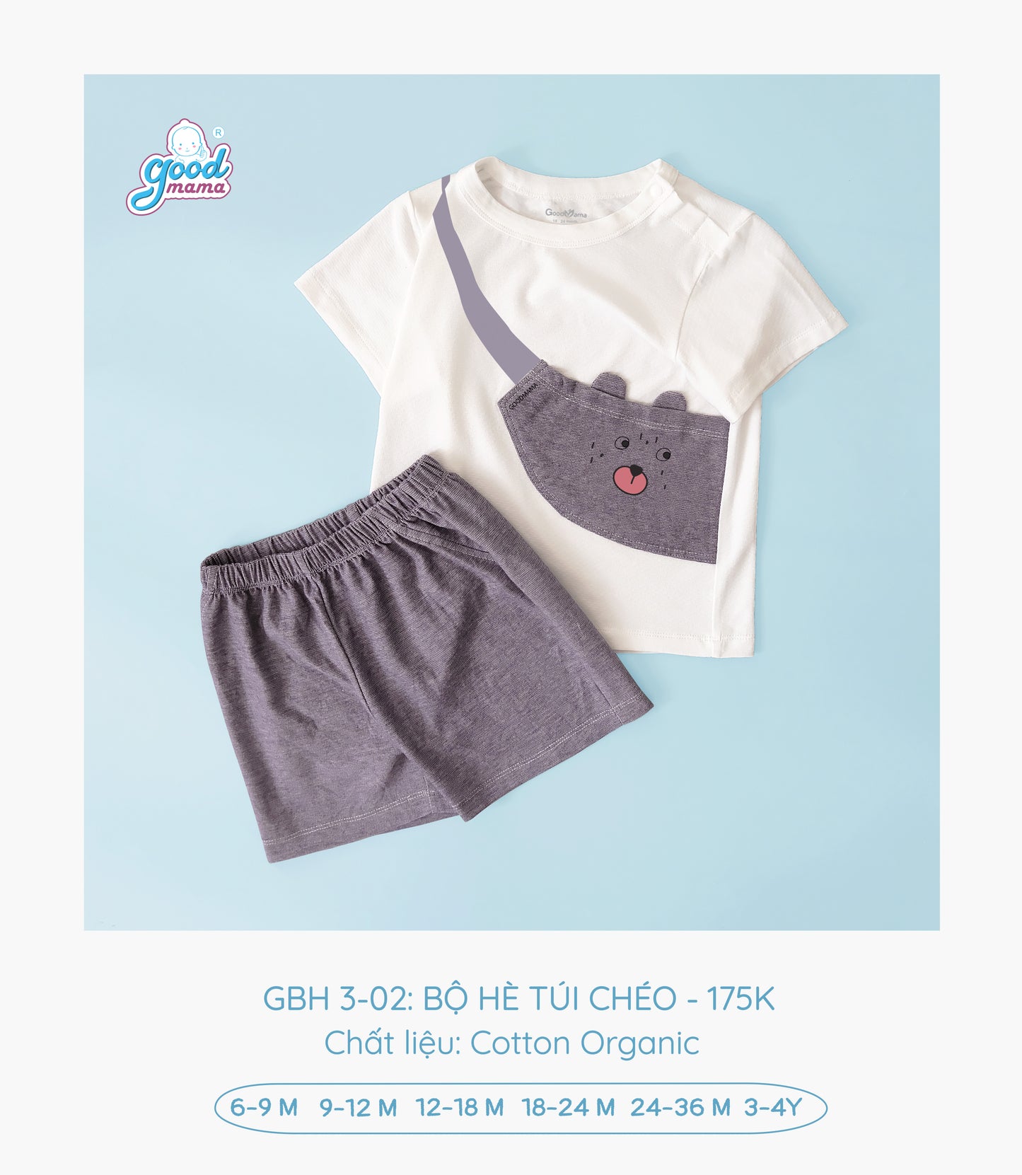 GBH3-02: Bộ Quần Áo Hè Túi Chéo Goodmama