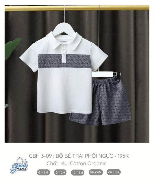 Bộ Quần Áo Hè Cho Bé Trai Goodmama chất Cotton Organic cao cấp