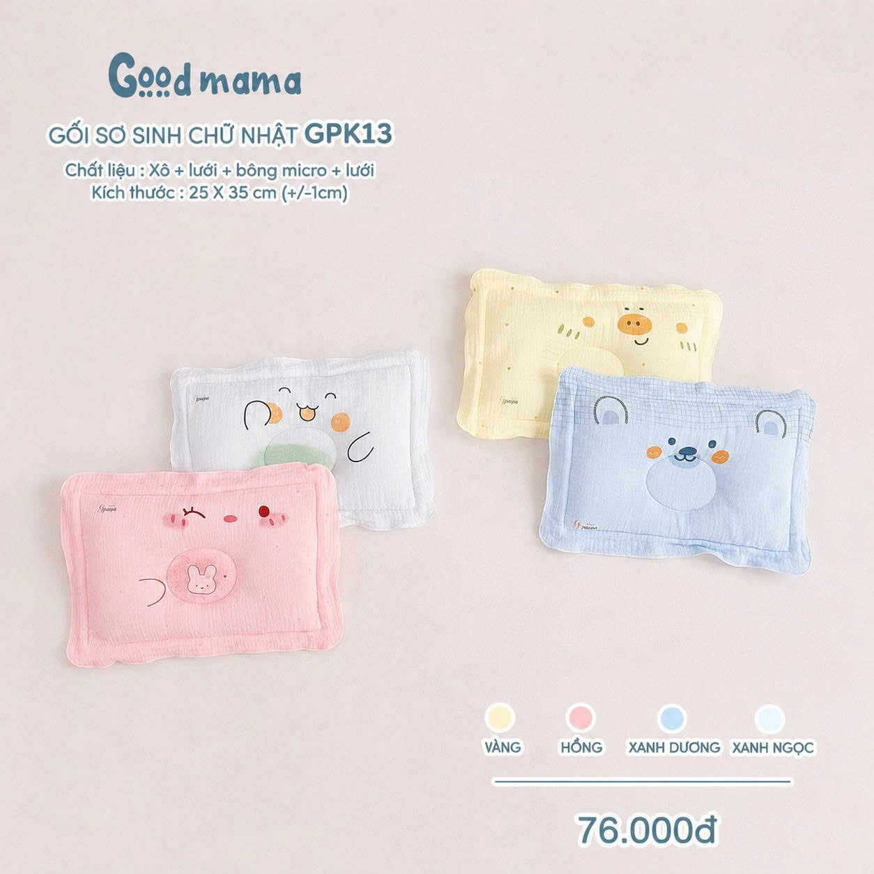 GỐI SƠ SINH CHỮ NHẬT GPK13