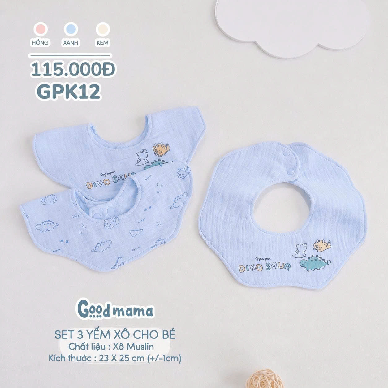 SET 3 YẾM XÔ CHO BÉ CHẤT LIỆU XÔ MUSLIN