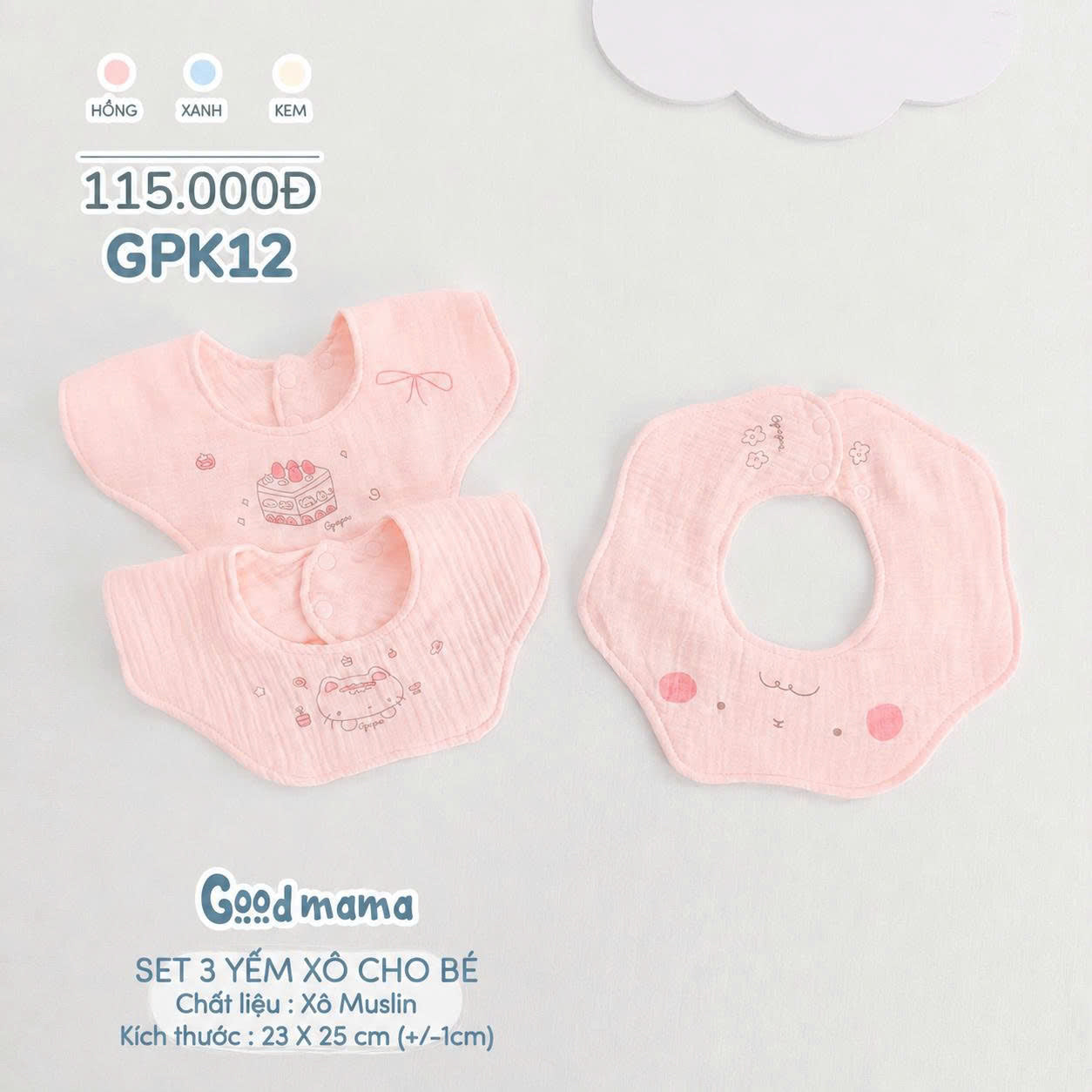 SET 3 YẾM XÔ CHO BÉ CHẤT LIỆU XÔ MUSLIN