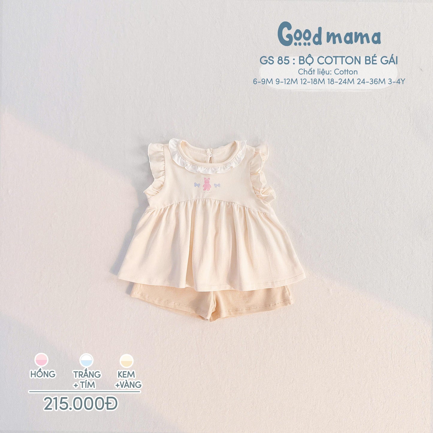 GS 85: BỘ COTTON BÉ GÁI – KHU VƯỜN PASTEL CỦA BÉ