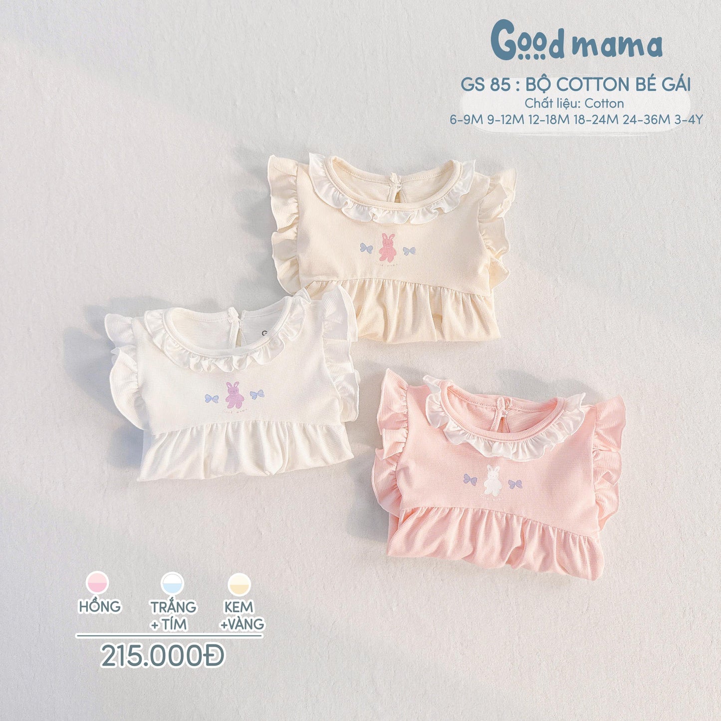 GS 85: BỘ COTTON BÉ GÁI – KHU VƯỜN PASTEL CỦA BÉ
