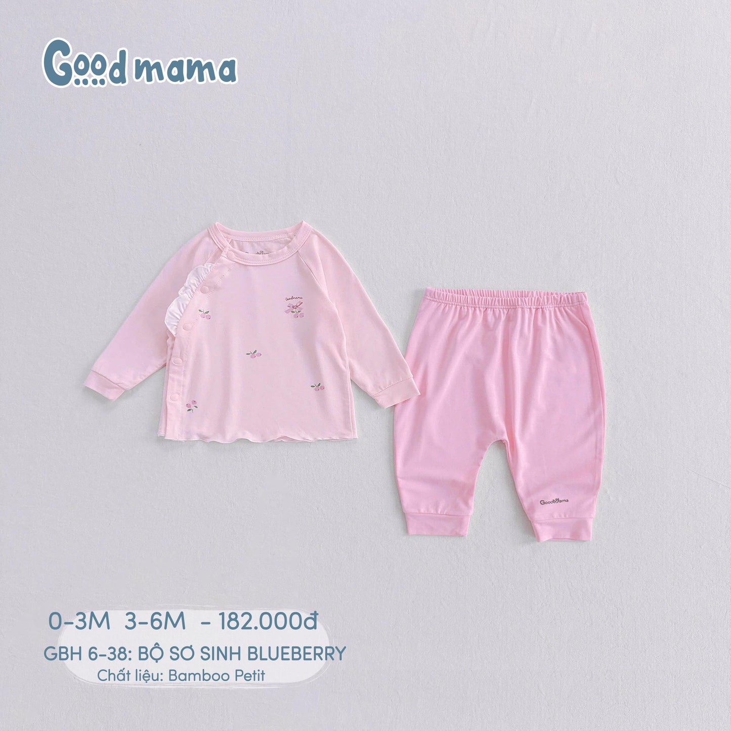 GBH 6-38: BỘ SƠ SINH BLUEBERRY - MỀM MẠI, KHÁNG KHUẨN CHO BÉ YÊU