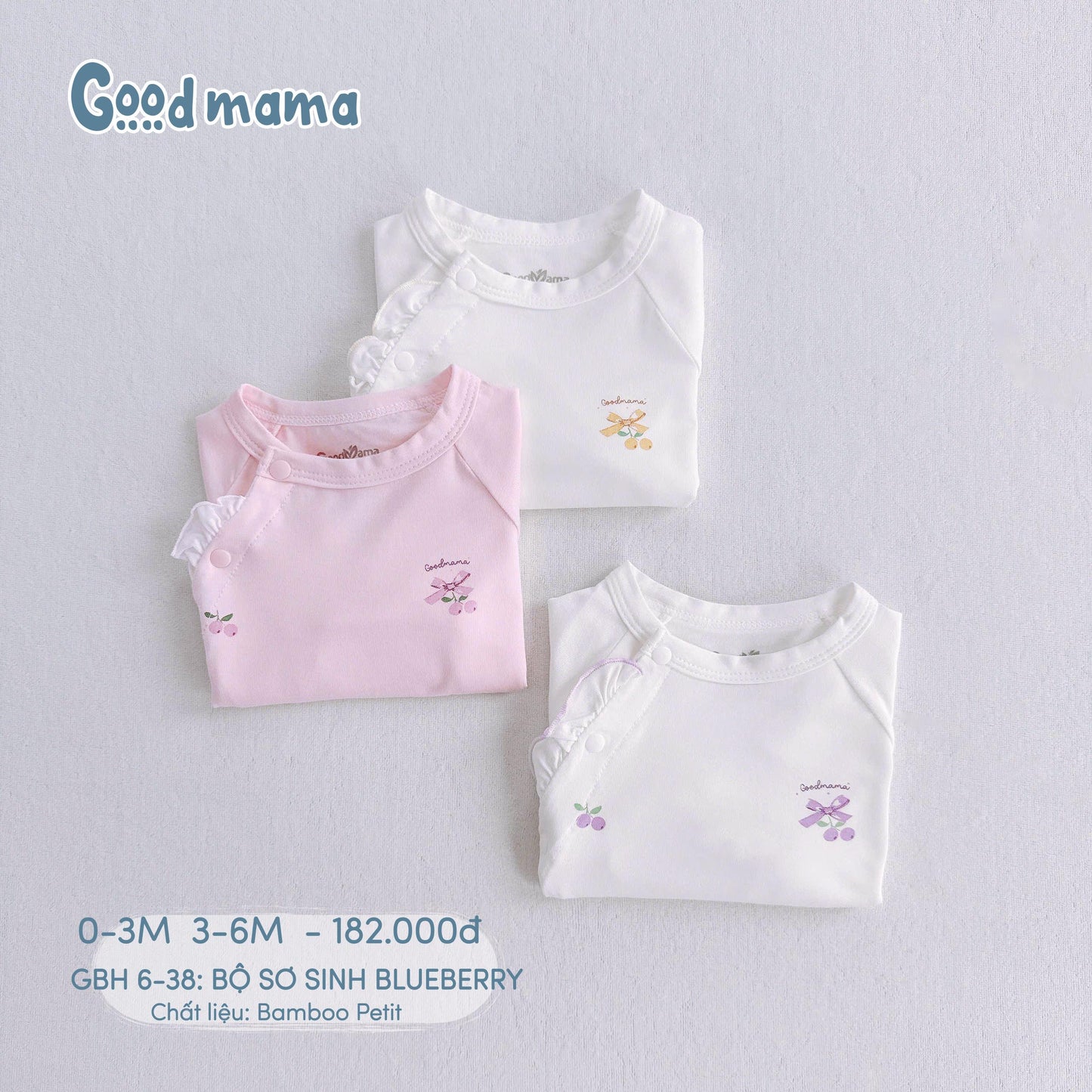 GBH 6-38: BỘ SƠ SINH BLUEBERRY - MỀM MẠI, KHÁNG KHUẨN CHO BÉ YÊU