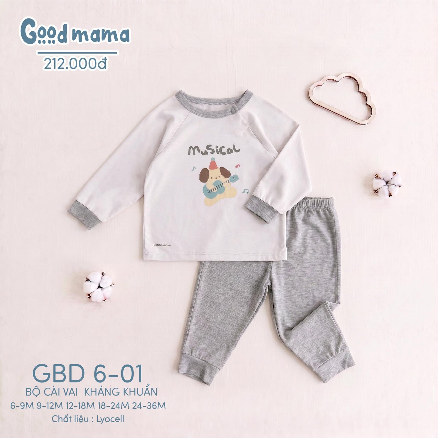 GBH 6-01: BỘ SƠ SINH CHERRY - MỀM MẠI, KHÁNG KHUẨN CHO BÉ YÊU