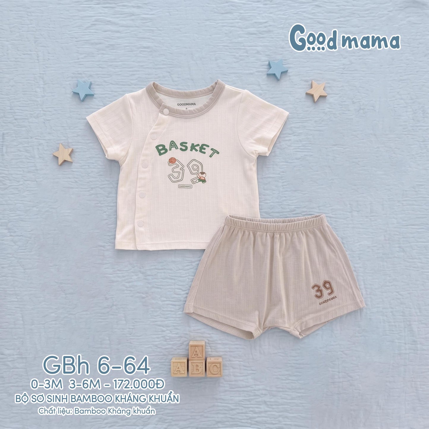 GBH 6-64: BỘ SƠ SINH BAMBOO KHÁNG KHUẨN – MÁT MỊN, NÂNG NIU LÀN DA BÉ