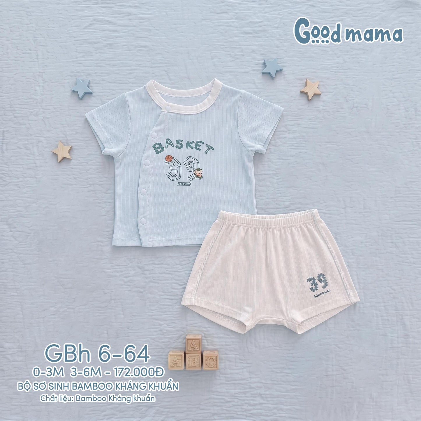 GBH 6-64: BỘ SƠ SINH BAMBOO KHÁNG KHUẨN – MÁT MỊN, NÂNG NIU LÀN DA BÉ