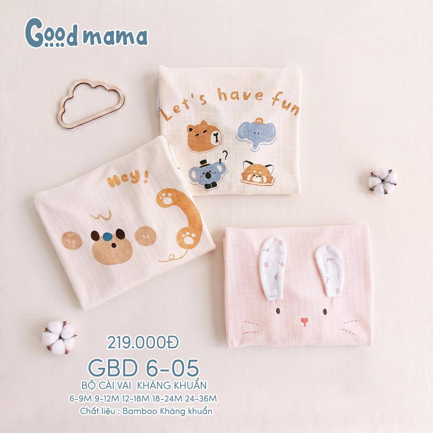 GBD 6-05: BỘ CÀI VAI KHÁNG KHUẨN – MÁT MỊN, NÂNG NIU GIẤC NGỦ CHO BÉ