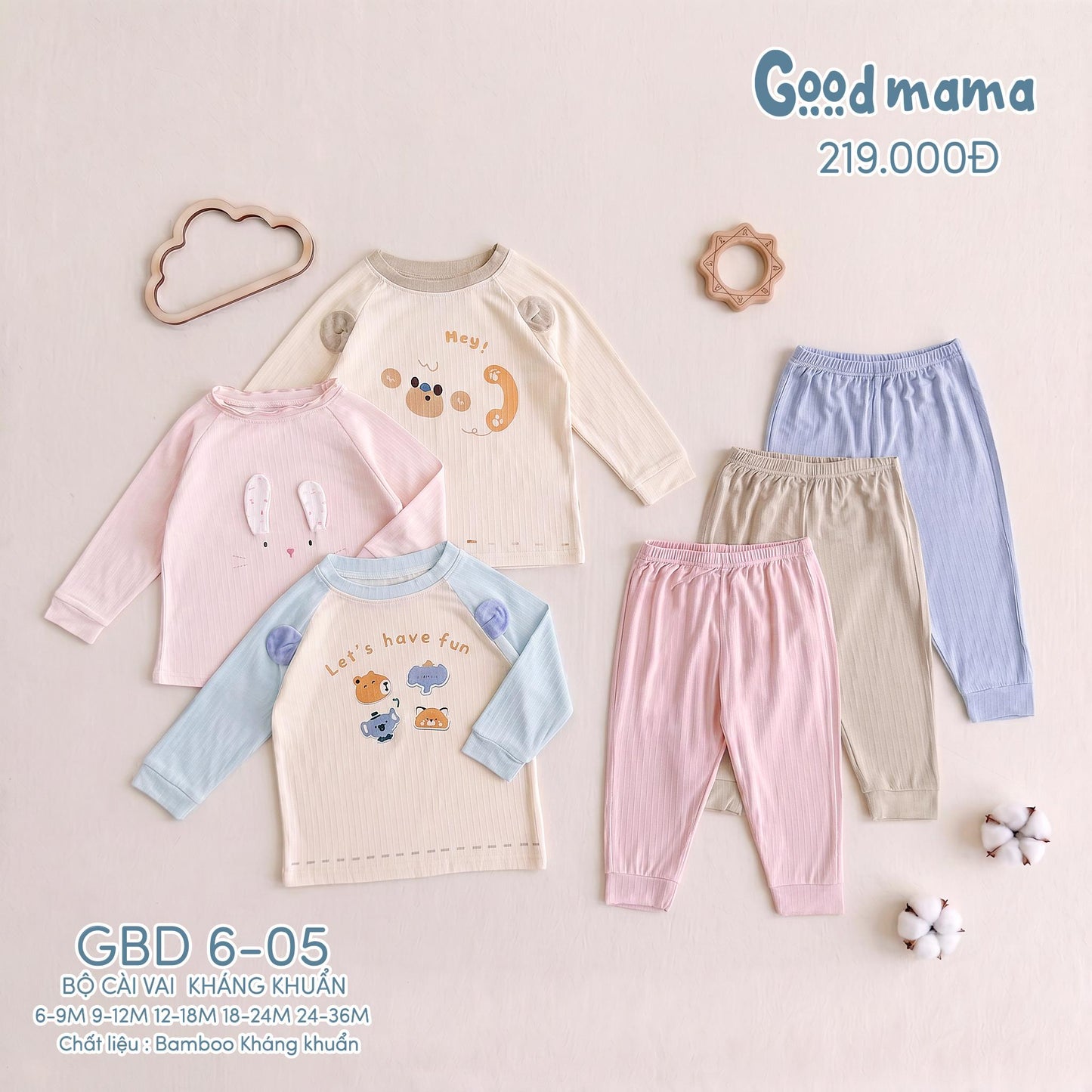 GBD 6-05: BỘ CÀI VAI KHÁNG KHUẨN – MÁT MỊN, NÂNG NIU GIẤC NGỦ CHO BÉ