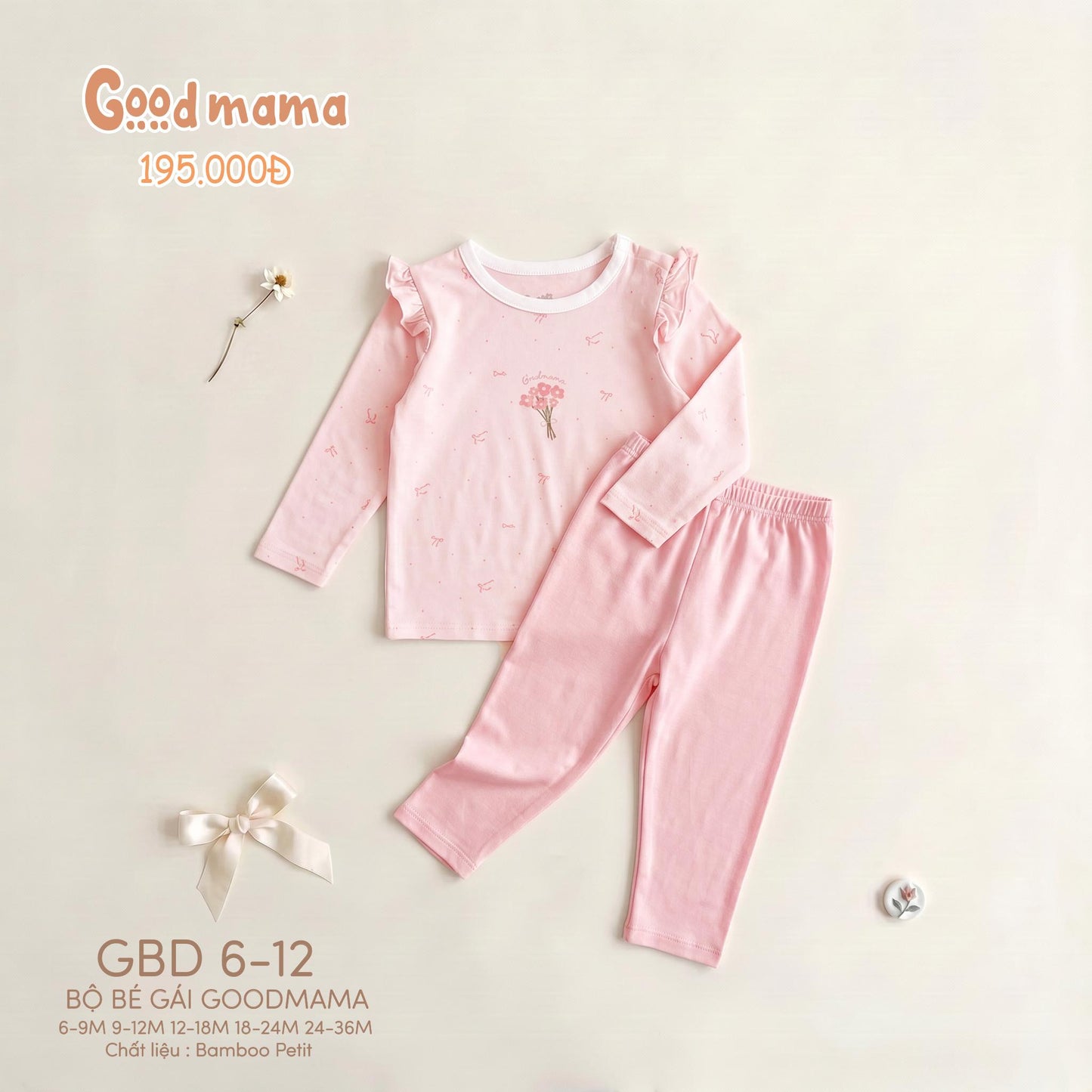 GBH 6-01: BỘ SƠ SINH CHERRY - MỀM MẠI, KHÁNG KHUẨN CHO BÉ YÊU (Copy)