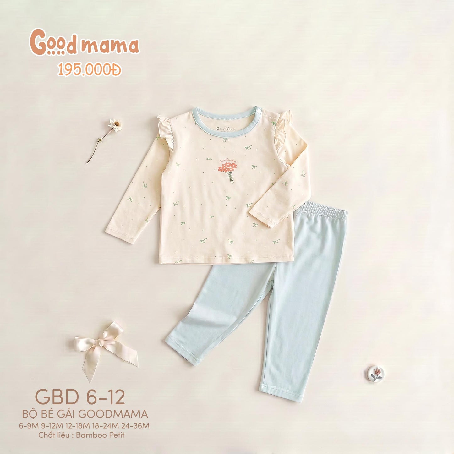 GBH 6-01: BỘ SƠ SINH CHERRY - MỀM MẠI, KHÁNG KHUẨN CHO BÉ YÊU (Copy)