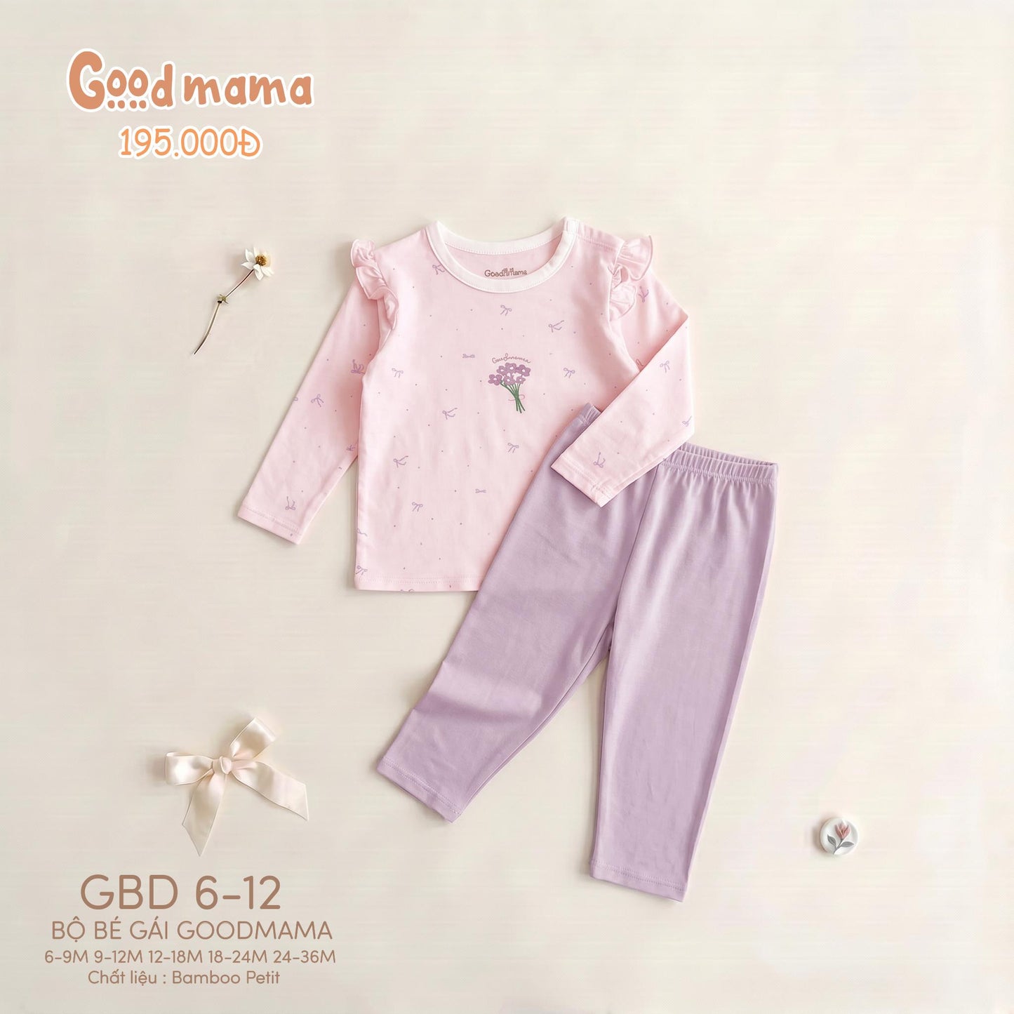 GBH 6-01: BỘ SƠ SINH CHERRY - MỀM MẠI, KHÁNG KHUẨN CHO BÉ YÊU (Copy)