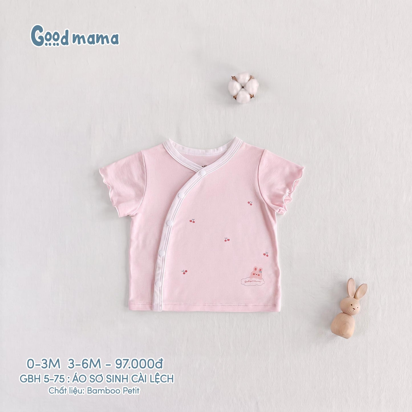 GBH 5-75: Áo Sơ Sinh Cài Lệch Chất Liệu Bamboo Petit Mềm Mại, Thoáng Khí