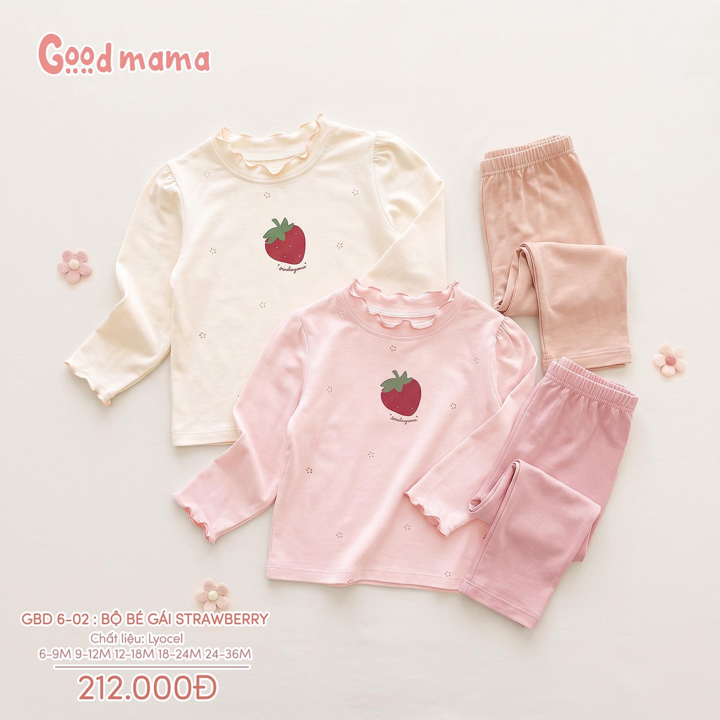 GBD 6-02 – Bộ Bé Gái Strawberry Chất Liệu Lyocell Cao Cấp