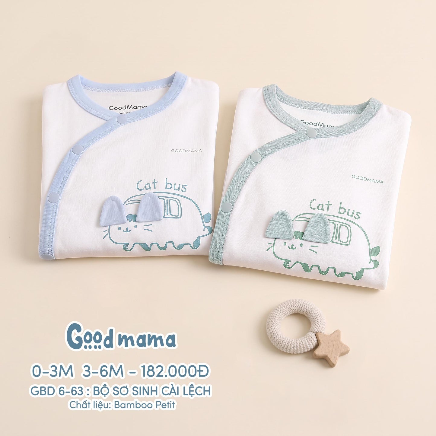 GBD 6-63: BỘ SƠ SINH CÀI LỆCH CAT BUS – ÊM ÁI & ẤM ÁP BẢO VỆ BÉ YÊU