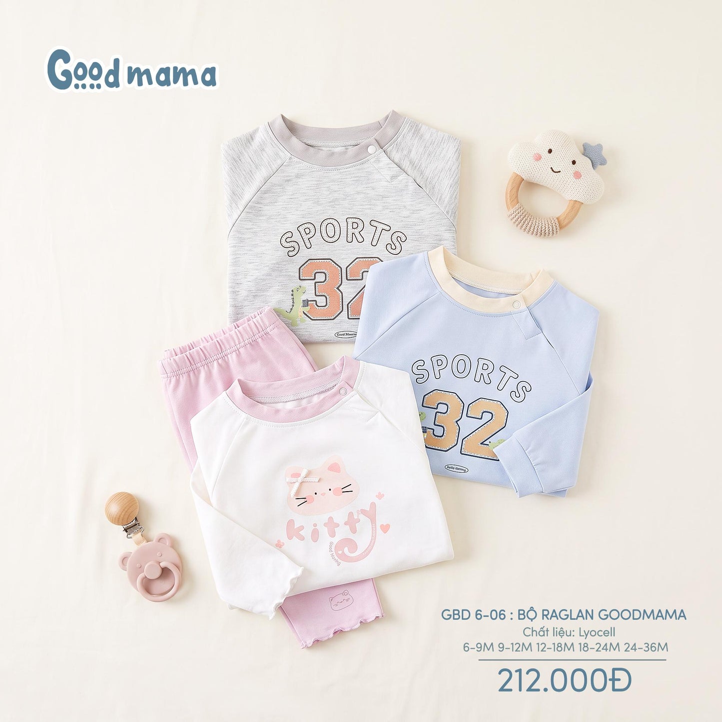 GBD 6-06: BỘ RAGLAN GOODMAMA – NĂNG ĐỘNG; ĐÁNG YÊU CHO BÉ MỖI NGÀY