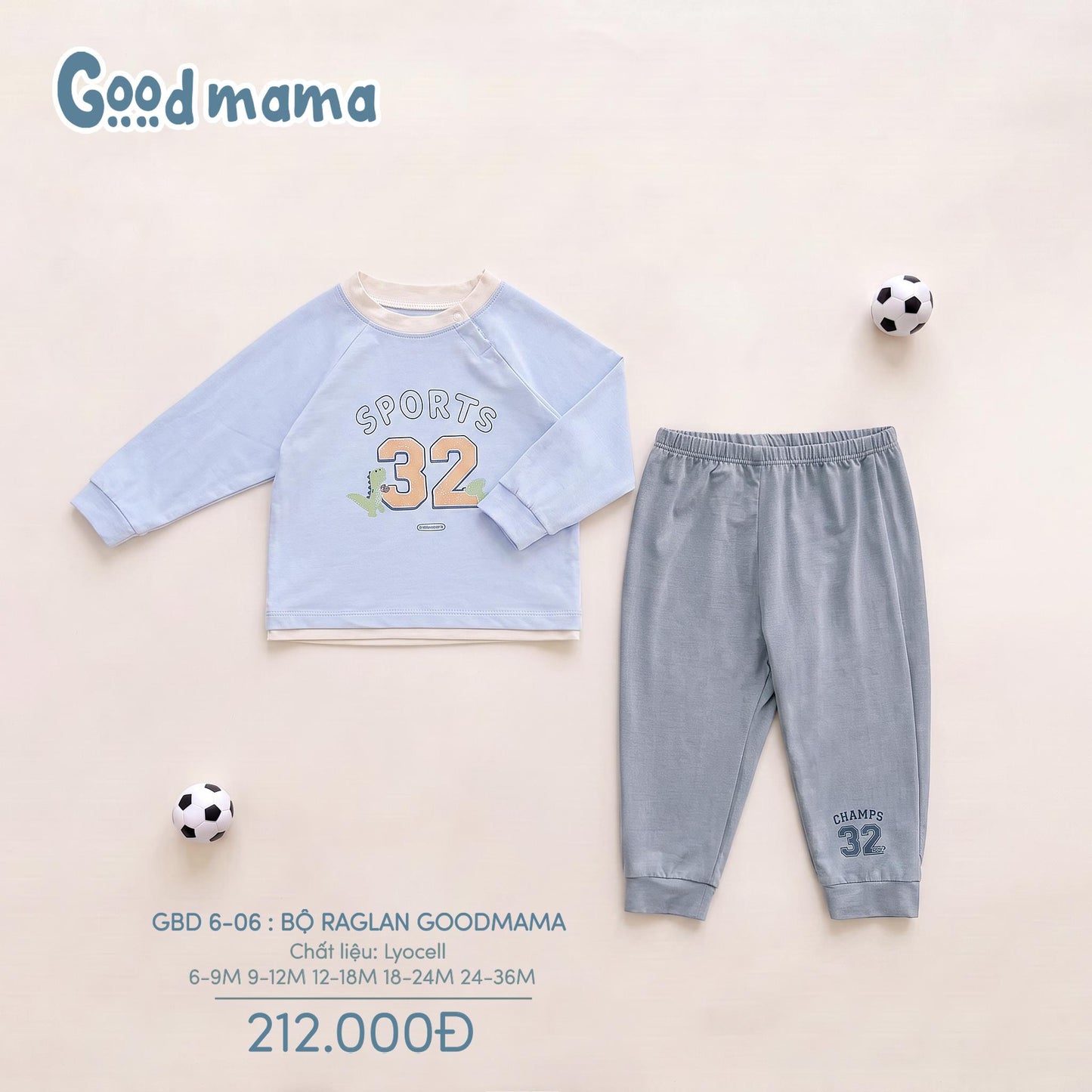GBD 6-06: BỘ RAGLAN GOODMAMA – NĂNG ĐỘNG; ĐÁNG YÊU CHO BÉ MỖI NGÀY