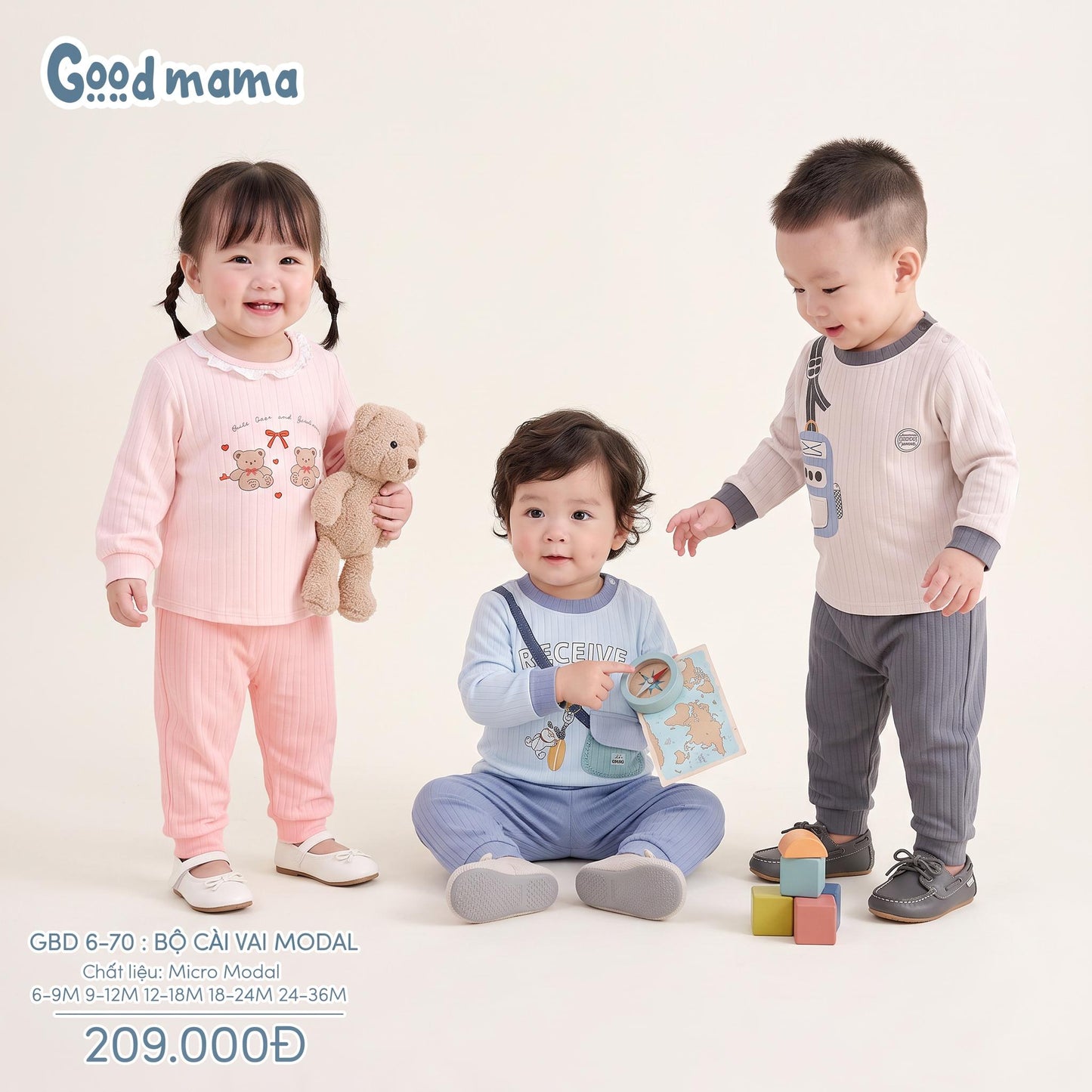 GBD 6-70: BỘ CÀI VAI MODAL - ÊM ÁI, MÁT MỊN CHO BÉ THỎA SỨC VUI CHƠI