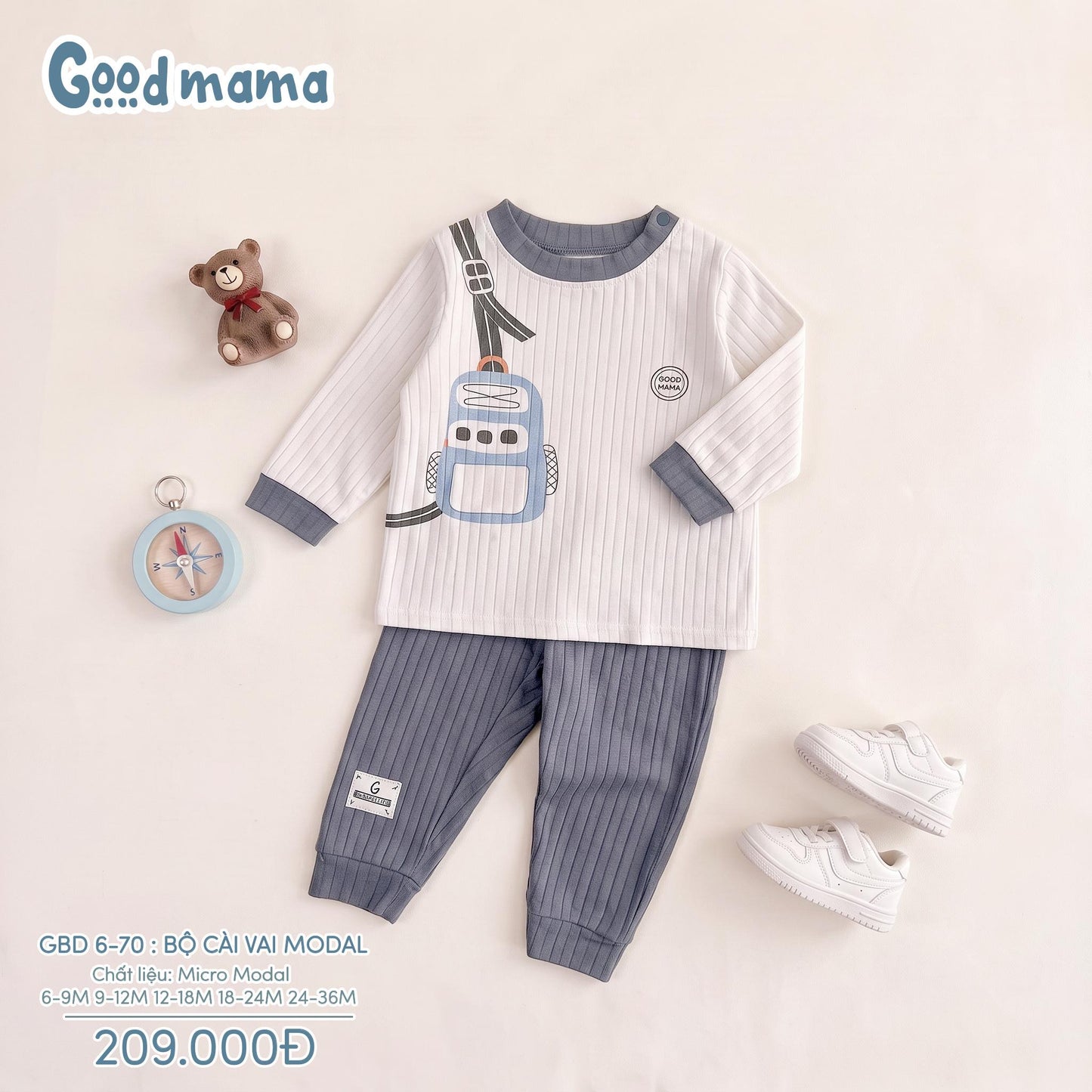 GBD 6-70: BỘ CÀI VAI MODAL - ÊM ÁI, MÁT MỊN CHO BÉ THỎA SỨC VUI CHƠI