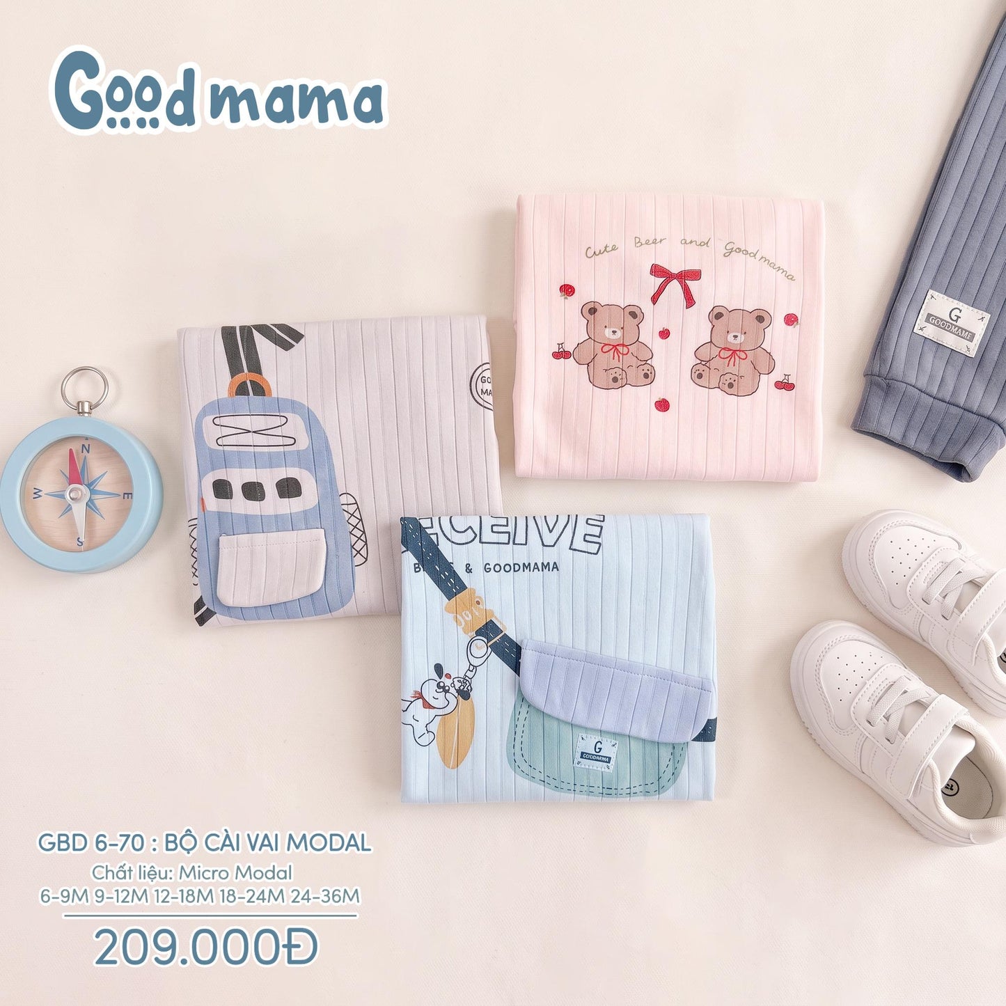GBD 6-70: BỘ CÀI VAI MODAL - ÊM ÁI, MÁT MỊN CHO BÉ THỎA SỨC VUI CHƠI
