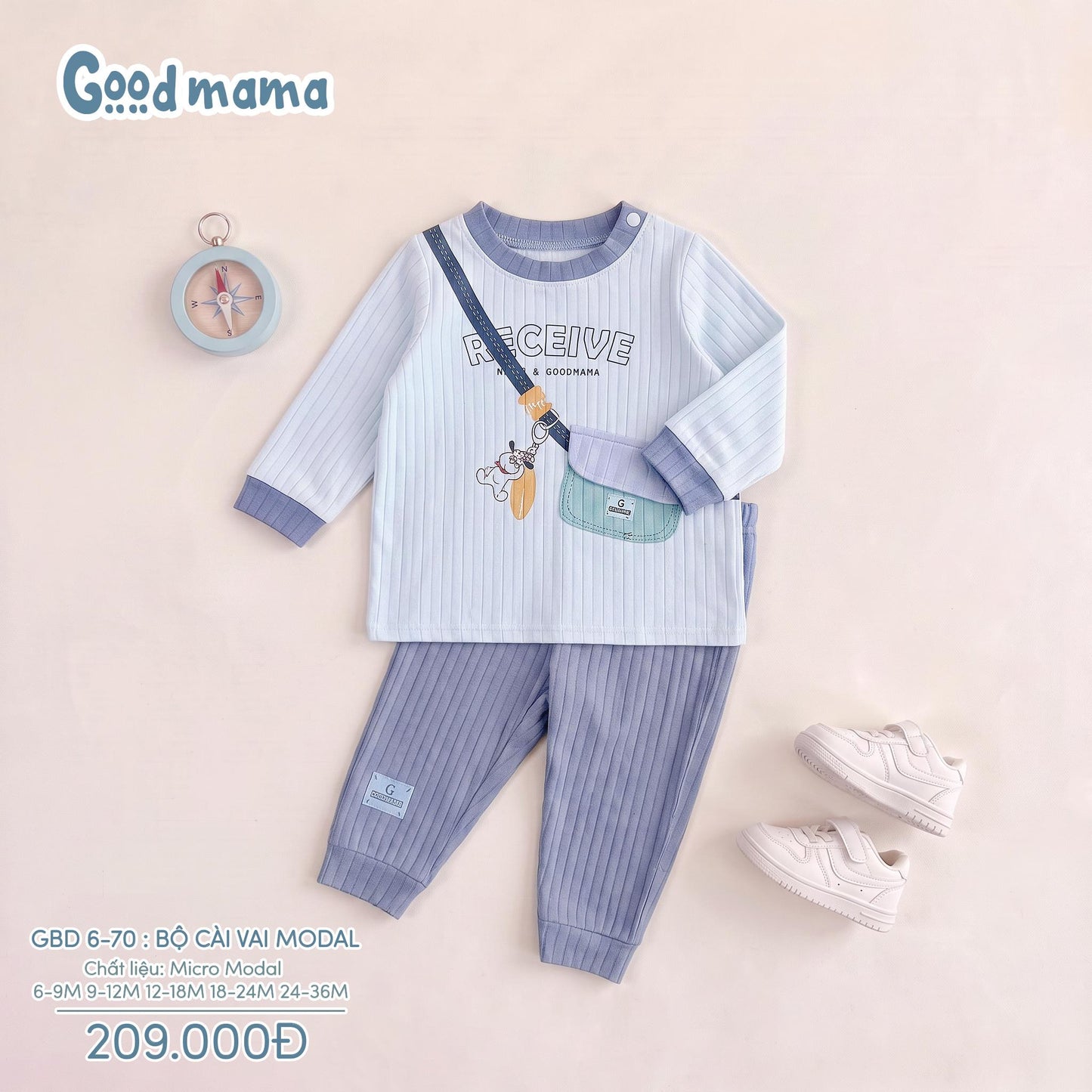GBD 6-70: BỘ CÀI VAI MODAL - ÊM ÁI, MÁT MỊN CHO BÉ THỎA SỨC VUI CHƠI
