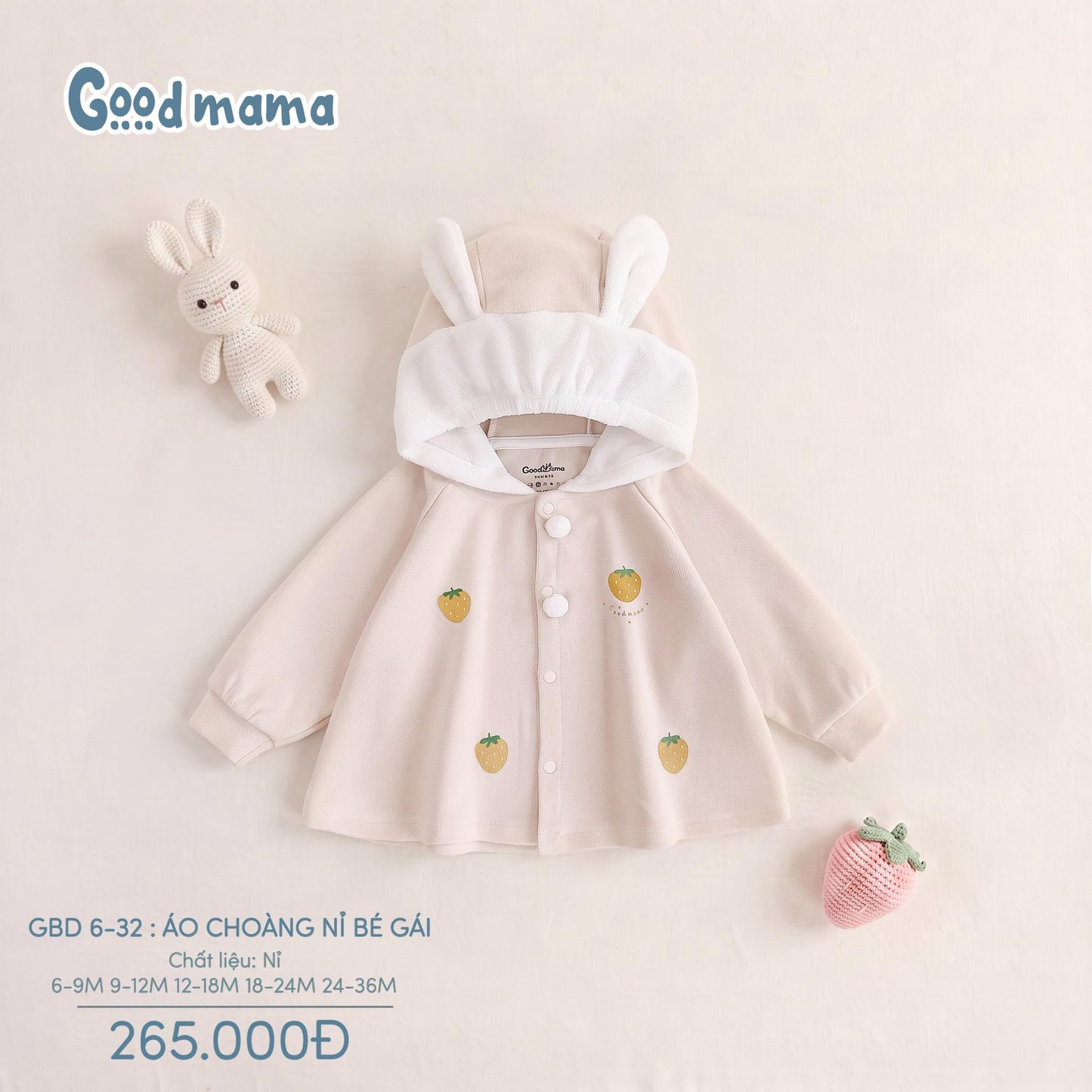 GBD 6-32: ÁO CHOÀNG NỈ BÉ GÁI – MỀM ẤM, XINH XẮN CHO NHỮNG NGÀY SE LẠNH