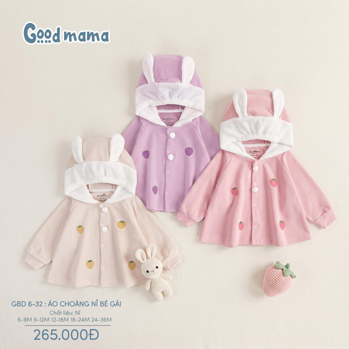 GBD 6-32: ÁO CHOÀNG NỈ BÉ GÁI – MỀM ẤM, XINH XẮN CHO NHỮNG NGÀY SE LẠNH