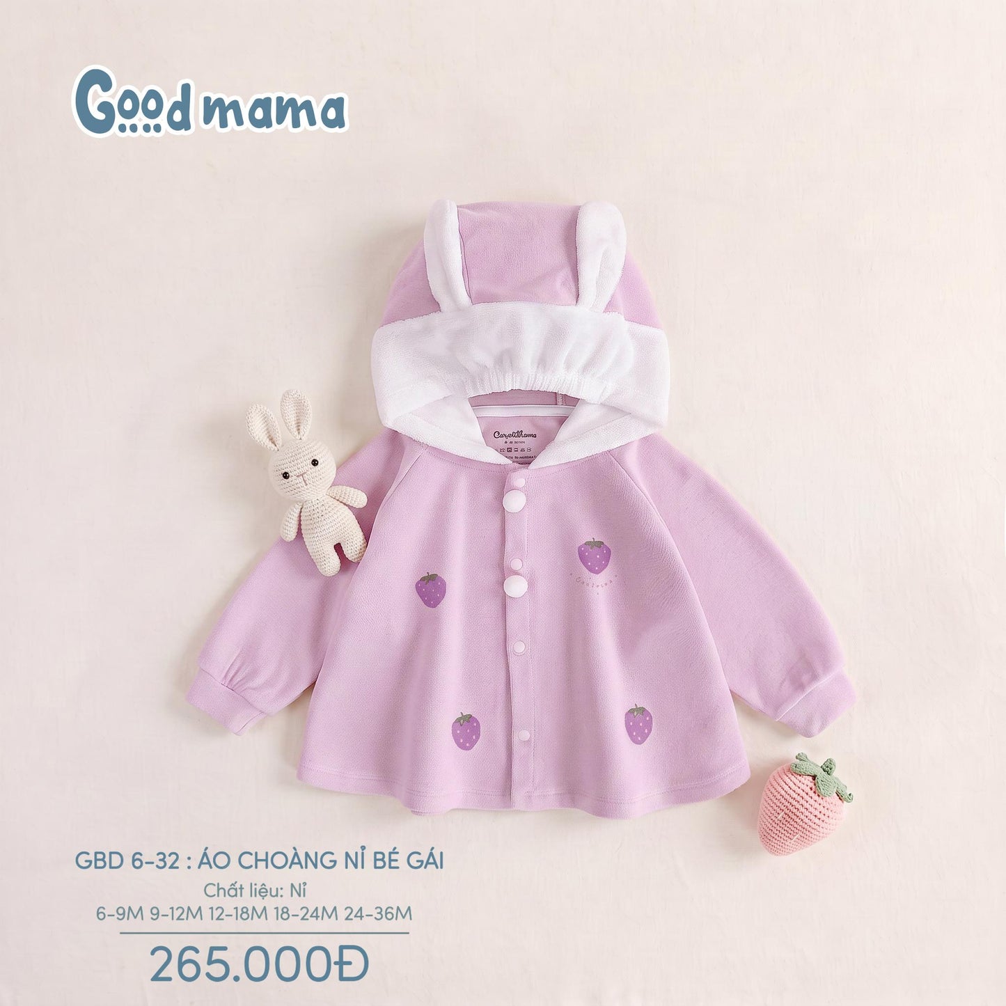 GBD 6-32: ÁO CHOÀNG NỈ BÉ GÁI – MỀM ẤM, XINH XẮN CHO NHỮNG NGÀY SE LẠNH
