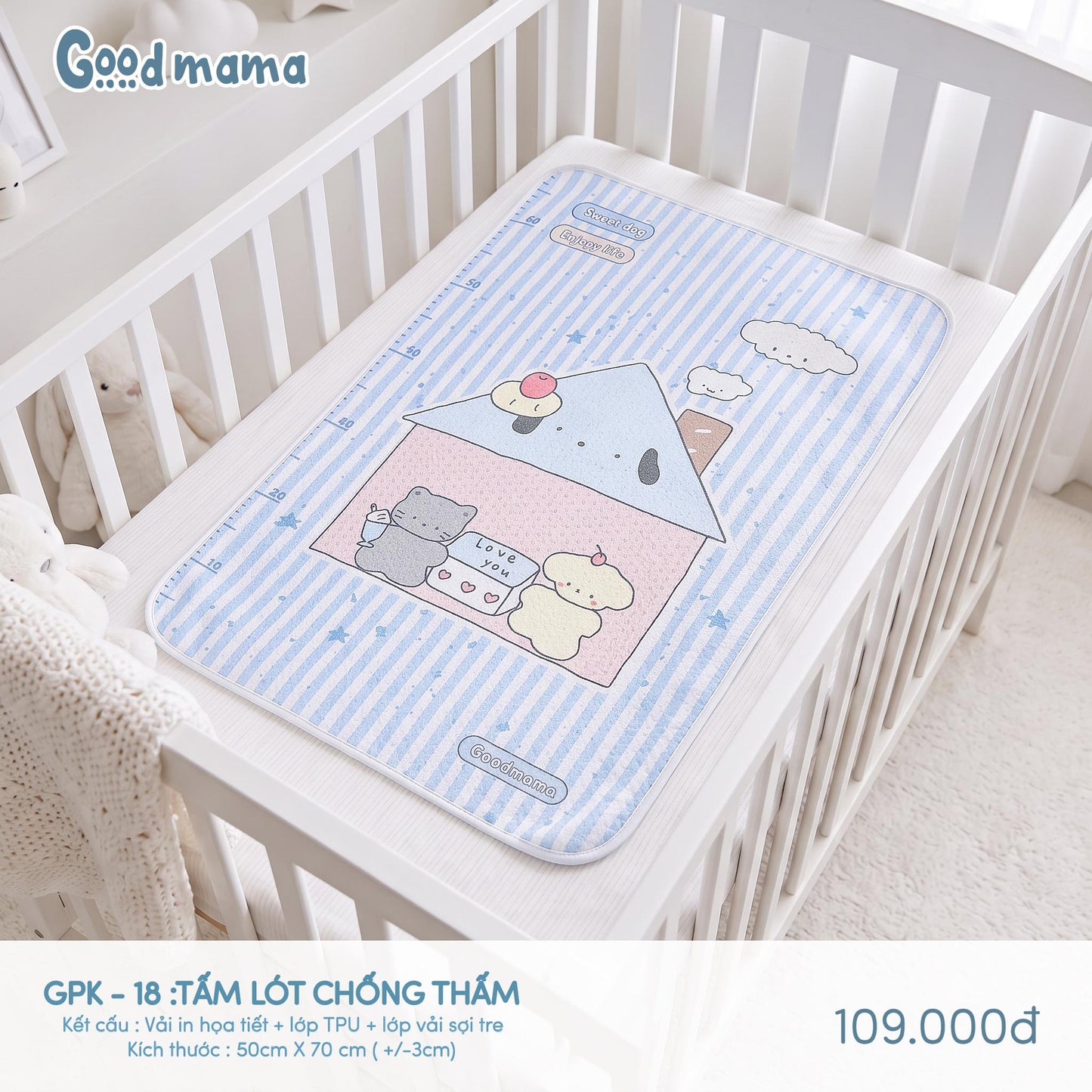 GPK-18: TẤM LÓT CHỐNG THẤM GOODMAMA – GỌN NHẸ, TIỆN LỢI CHO MỖI NGÀY CHĂM BÉ