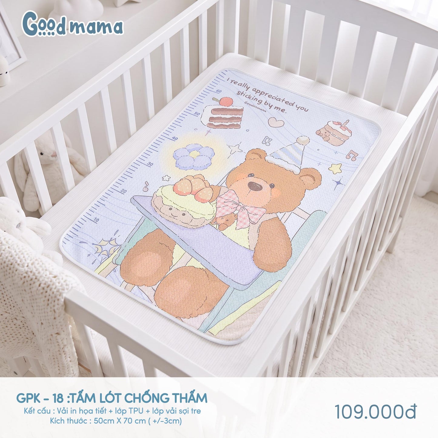 GPK-18: TẤM LÓT CHỐNG THẤM GOODMAMA – GỌN NHẸ, TIỆN LỢI CHO MỖI NGÀY CHĂM BÉ