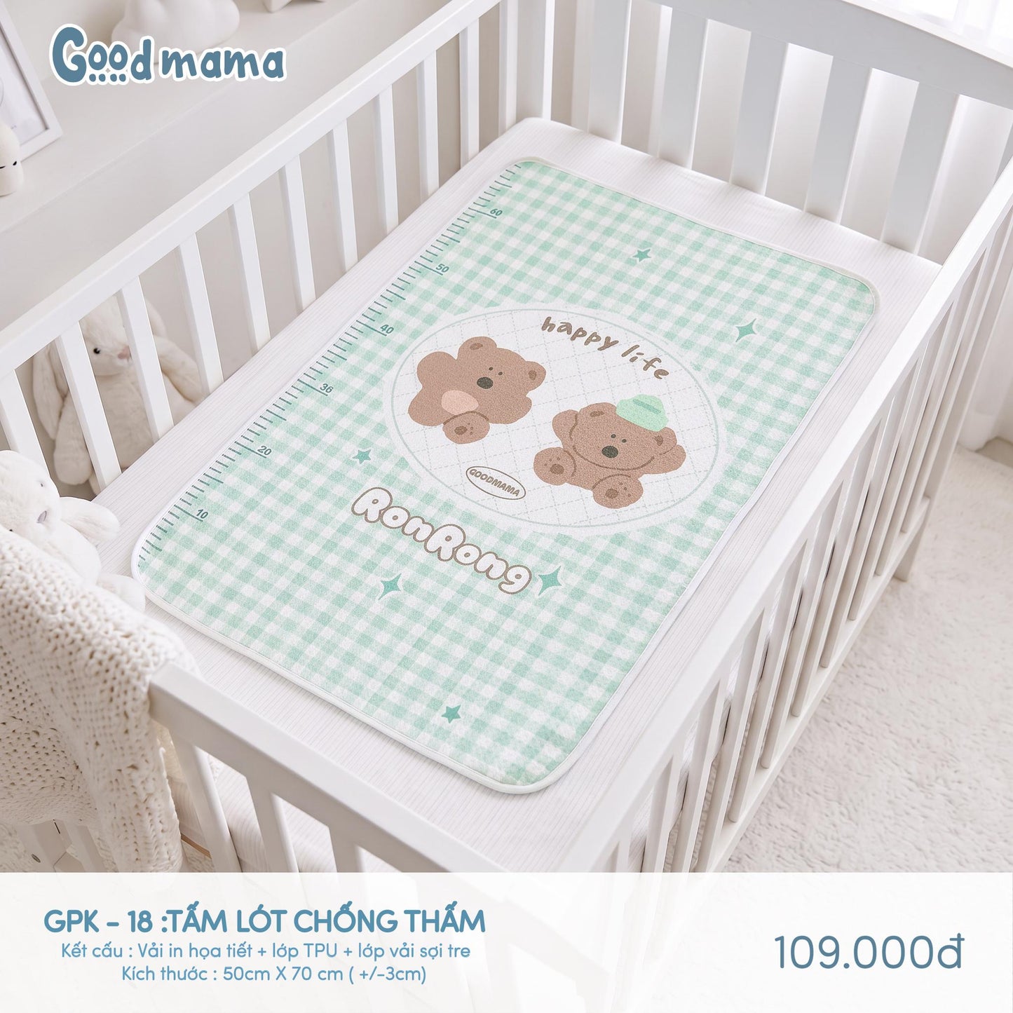 GPK-18: TẤM LÓT CHỐNG THẤM GOODMAMA – GỌN NHẸ, TIỆN LỢI CHO MỖI NGÀY CHĂM BÉ