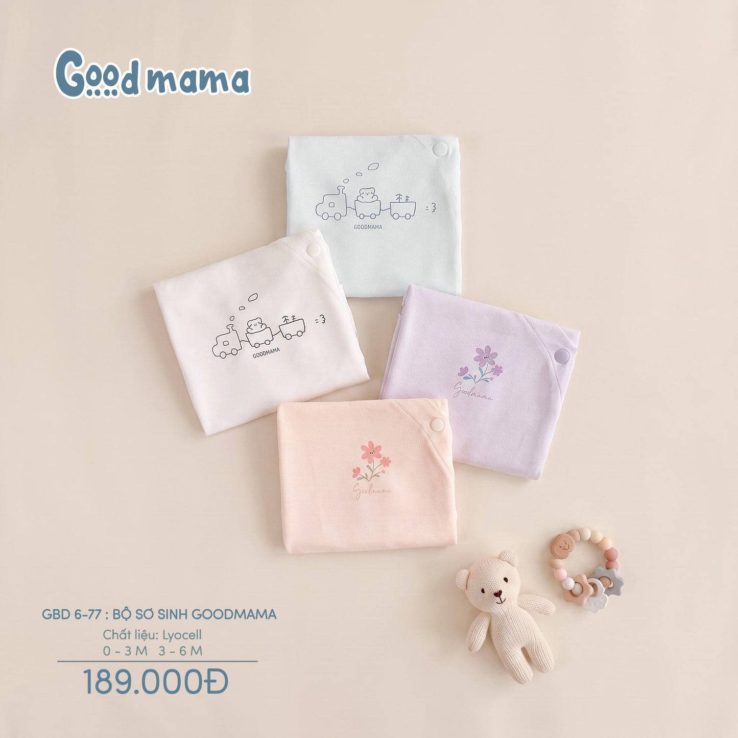 GBD 6-77: BỘ SƠ SINH GOODMAMA - MỀM NHẸ, ÊM ÁI CHO NHỮNG THÁNG ĐẦU ĐỜI