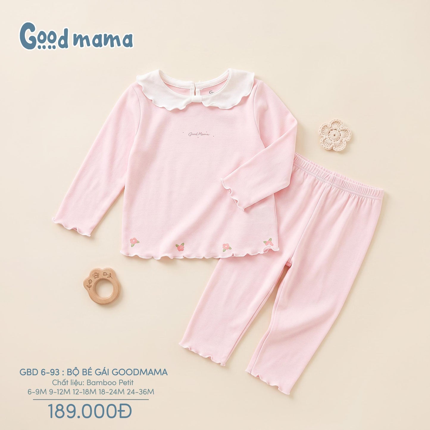 GBD 6-93: BỘ BÉ GÁI GOODMAMA - DỊU DÀNG, MỀM MẠI CHO MỖI NGÀY CỦA BÉ