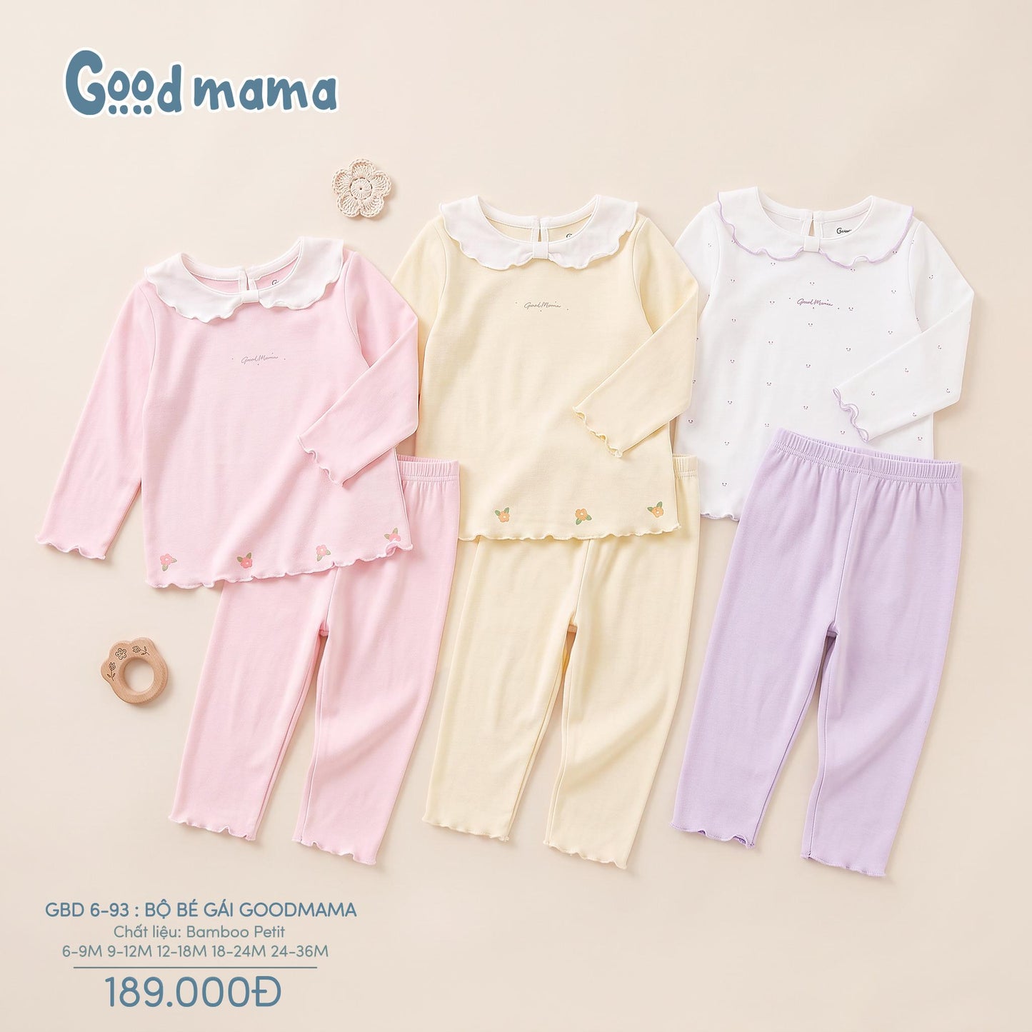 GBD 6-93: BỘ BÉ GÁI GOODMAMA - DỊU DÀNG, MỀM MẠI CHO MỖI NGÀY CỦA BÉ