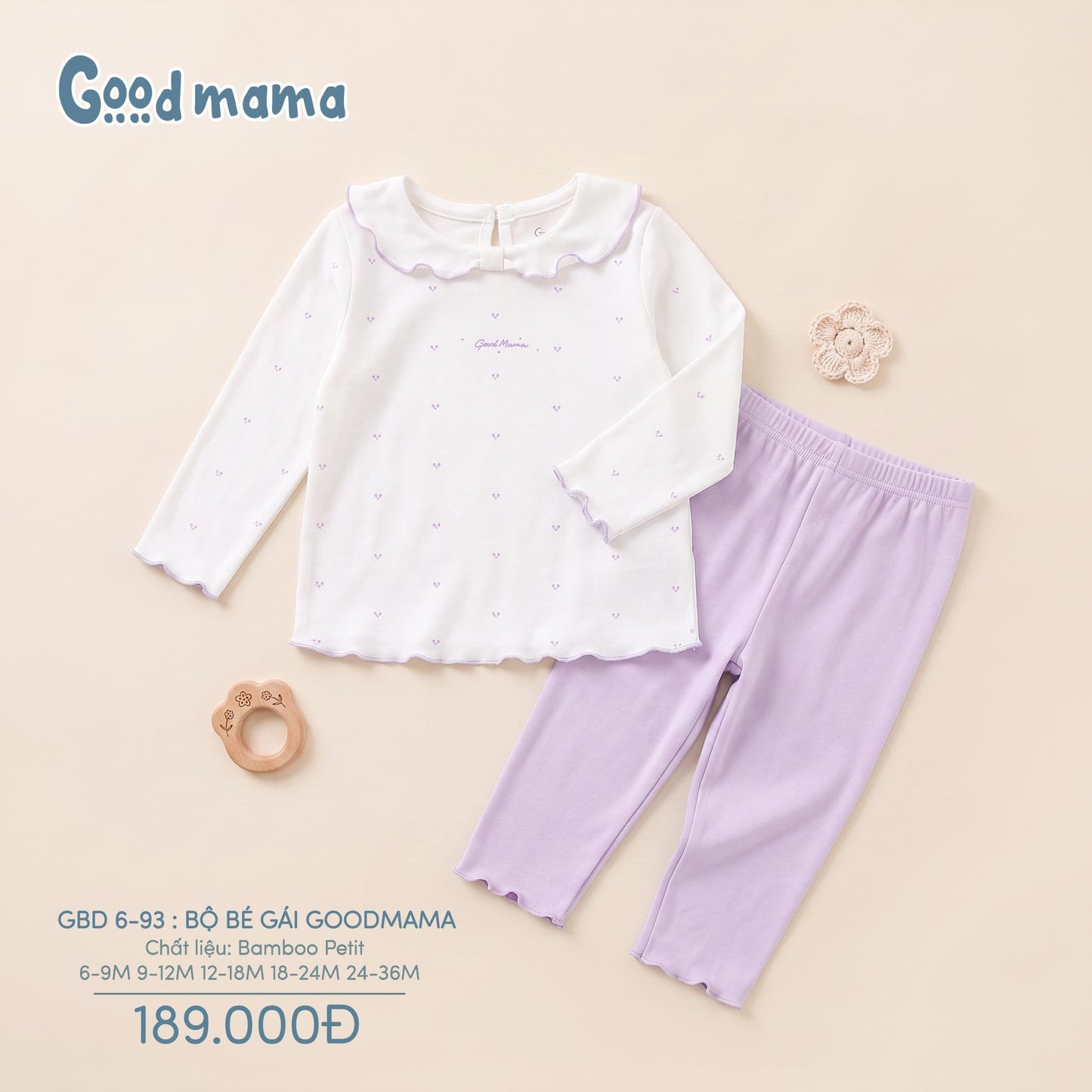 GBD 6-93: BỘ BÉ GÁI GOODMAMA - DỊU DÀNG, MỀM MẠI CHO MỖI NGÀY CỦA BÉ