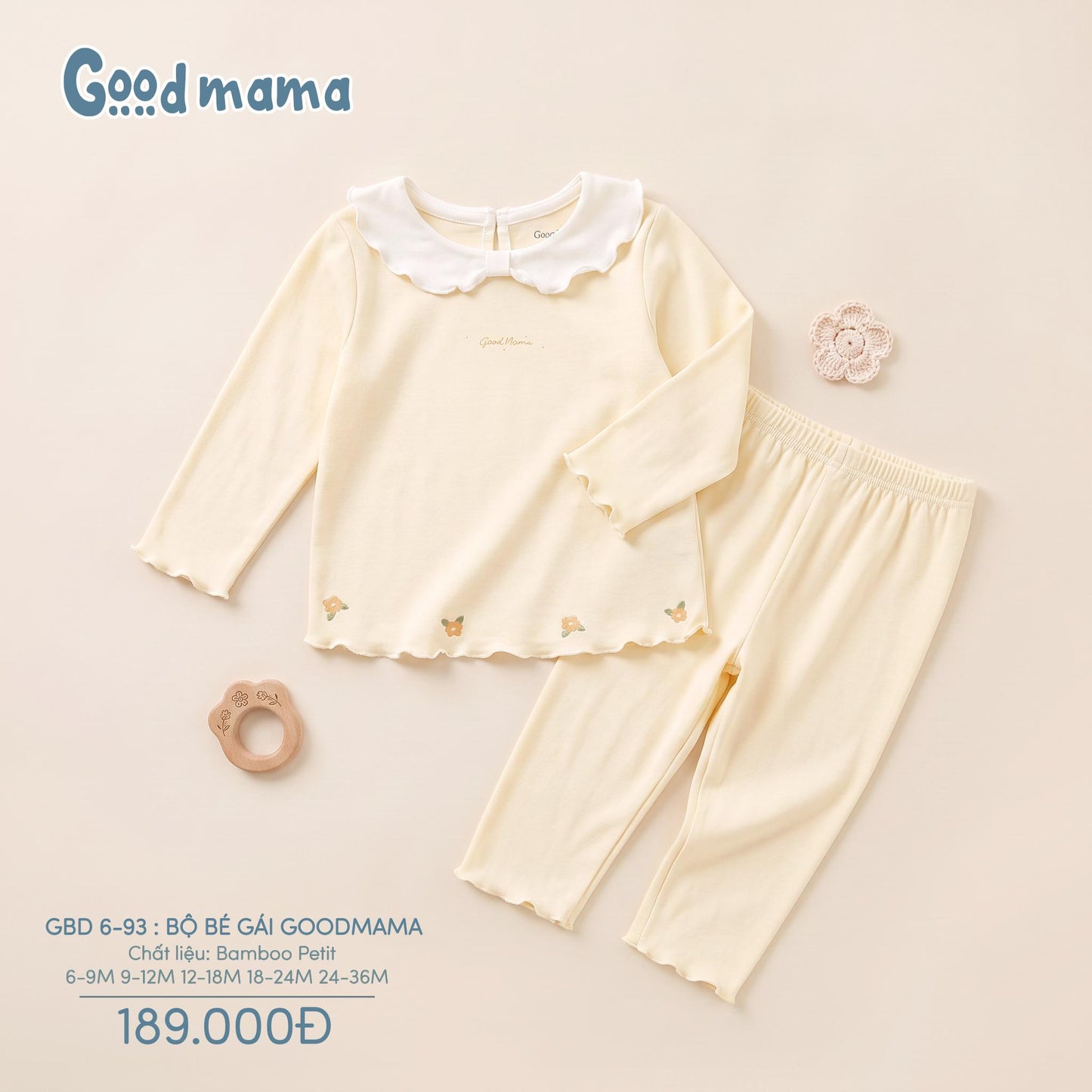 GBD 6-93: BỘ BÉ GÁI GOODMAMA - DỊU DÀNG, MỀM MẠI CHO MỖI NGÀY CỦA BÉ