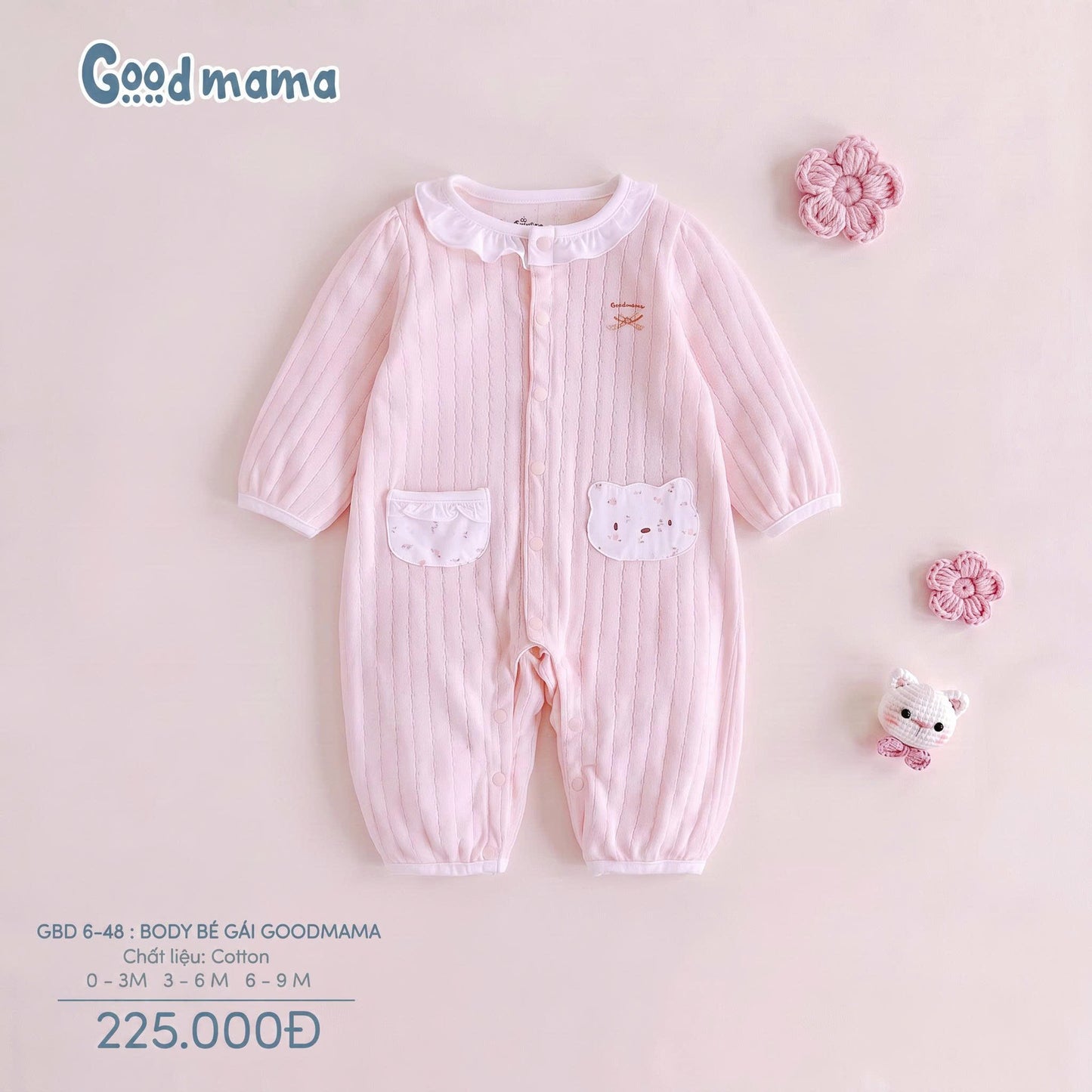 BODY DÀI TAY BÉ GÁI GOODMAMA – MỀM MẠI, XINH XẮN CHO NHỮNG THÁNG ĐẦU ĐỜI