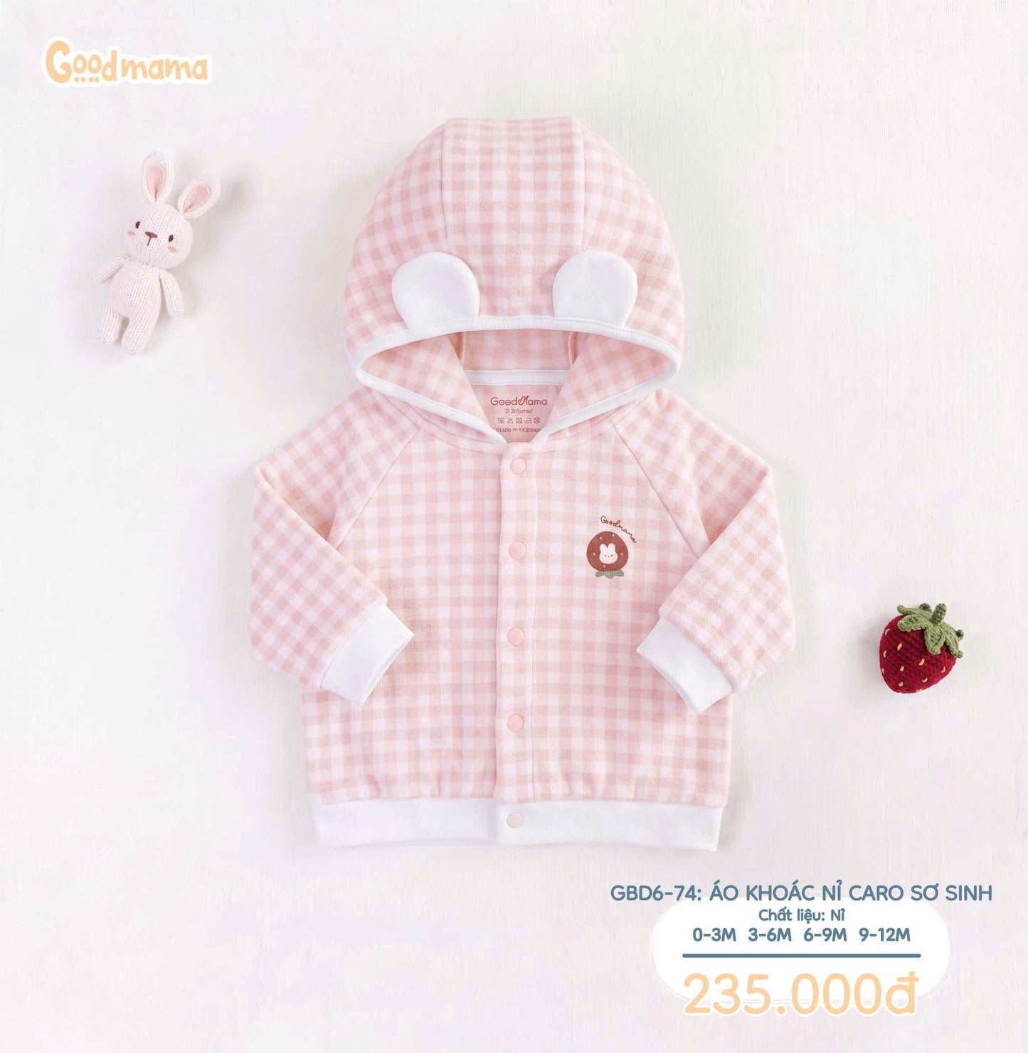 Áo Khoác Nỉ Caro Sơ Sinh Goodmama – Mềm Mại, Ấm Áp Cho Bé Trong Những Ngày Se Lạnh