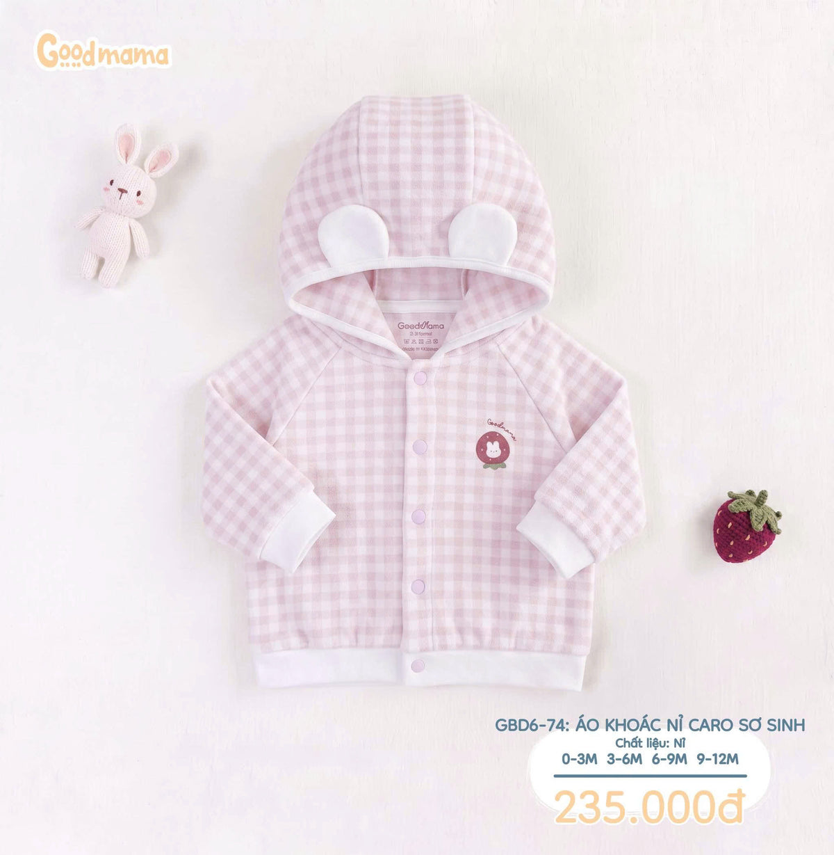 Áo Khoác Nỉ Caro Sơ Sinh Goodmama – Mềm Mại, Ấm Áp Cho Bé Trong Những Ngày Se Lạnh