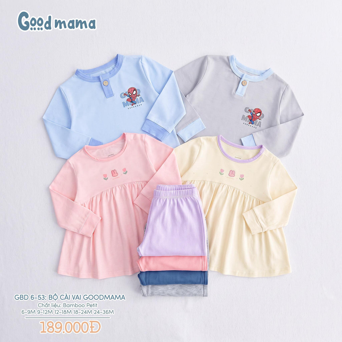 Bộ Cài Vai Goodmama GBD6-53 – Mềm Mại, Thoải Mái Cho Bé Mặc Cả Ngày